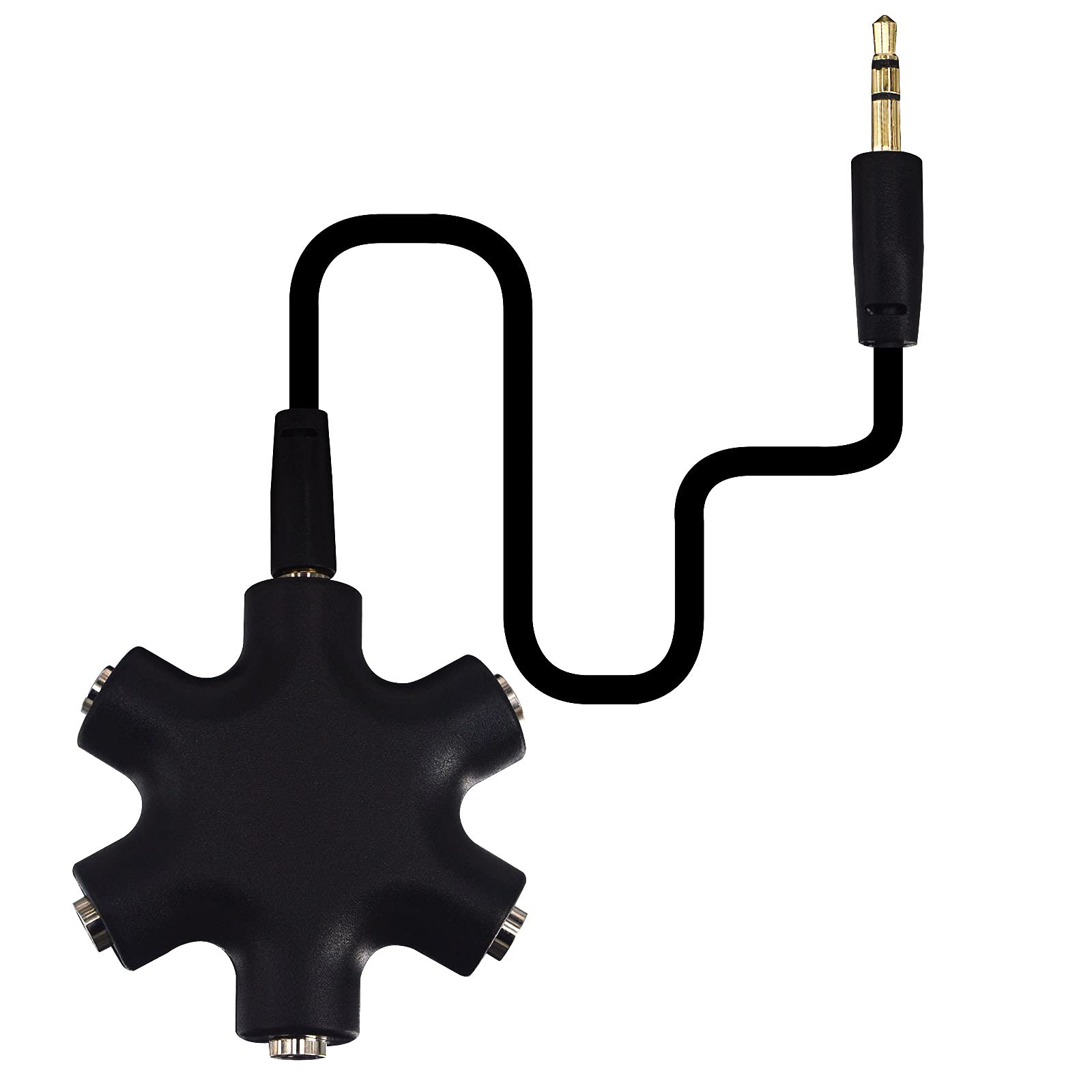 Onelinkmore 5-Way 3.5mm Headphone Splitter - 1 Male to 4 Female Stereo Audio Adapter with Cable for Multiple Headphones - Perfect for Music Sharing, Gaming, Travel & Classroom Use