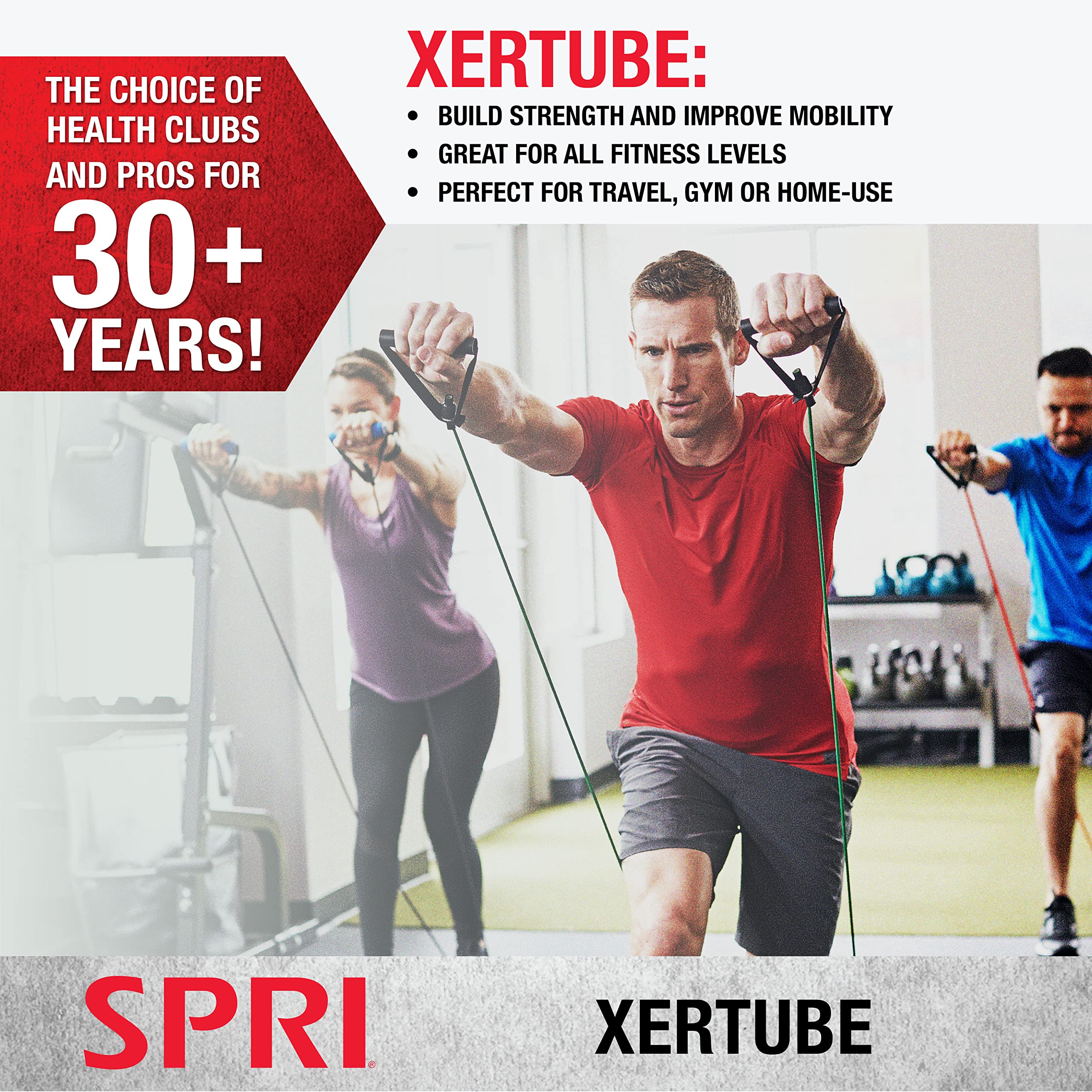 SPRI Xertube Resistance Bands with Handles - Premium Exercise Tubes for Home Gym, Strength Training & Physical Therapy | Includes Door Anchor Attachment for Full-Body Workouts