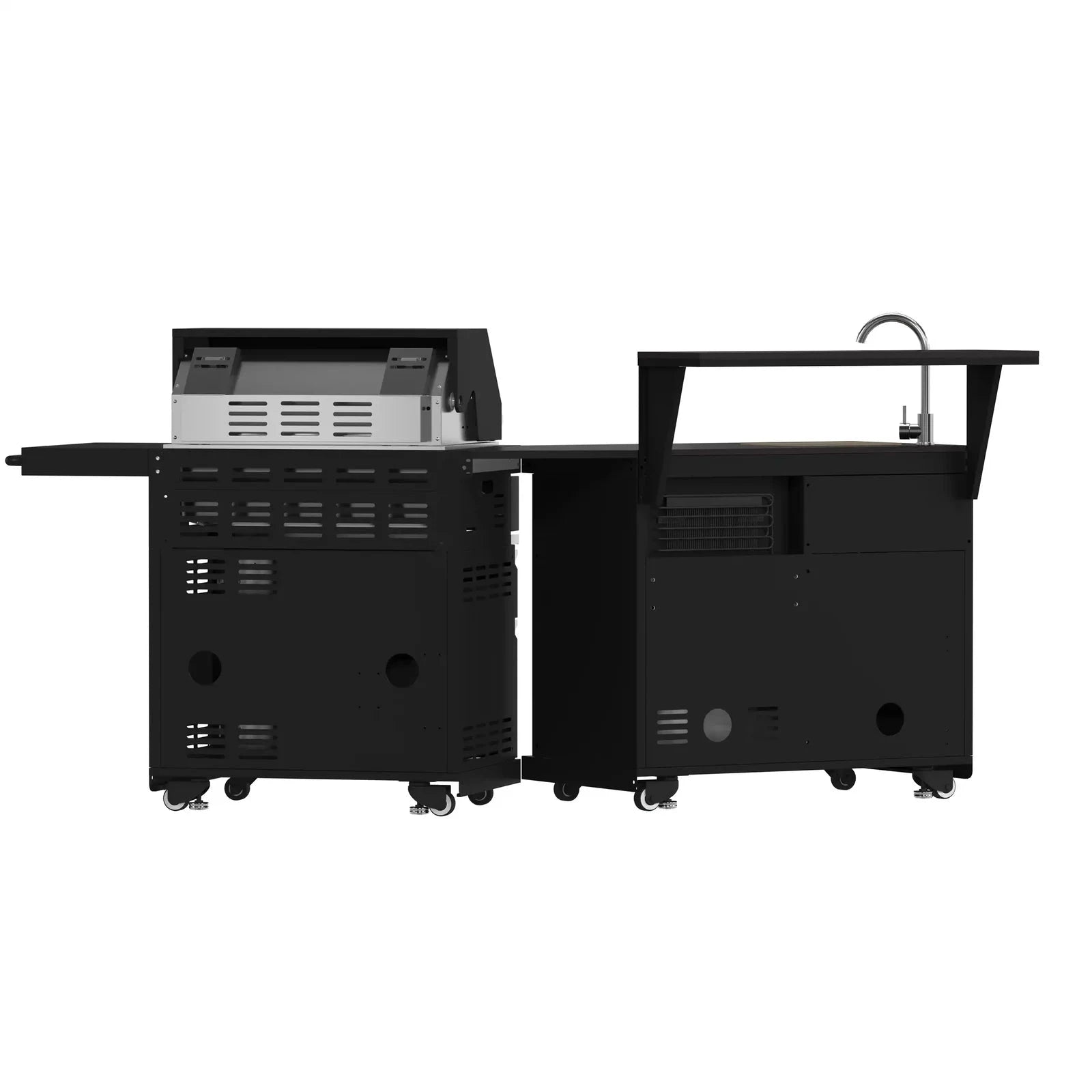 Premium Forno All'Aperto Outdoor Kitchen Set FODKT2582BLK - Stainless Steel BBQ Grill Island with Side Burner & Storage - Perfect for Backyard, Patio, and Poolside Entertaining