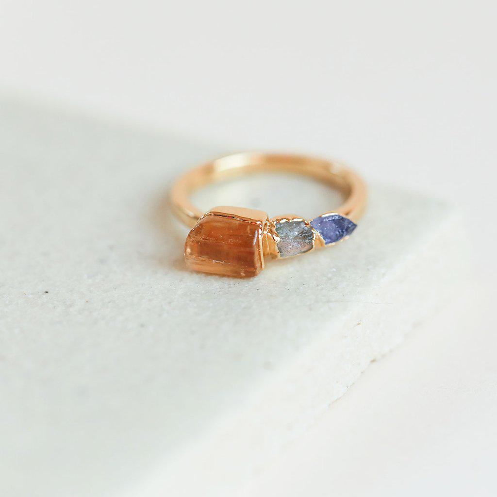 Exquisite Topaz, Labradorite & Iolite Cocktail Ring | Elegant Statement Jewelry for Evening Parties & Special Occasions