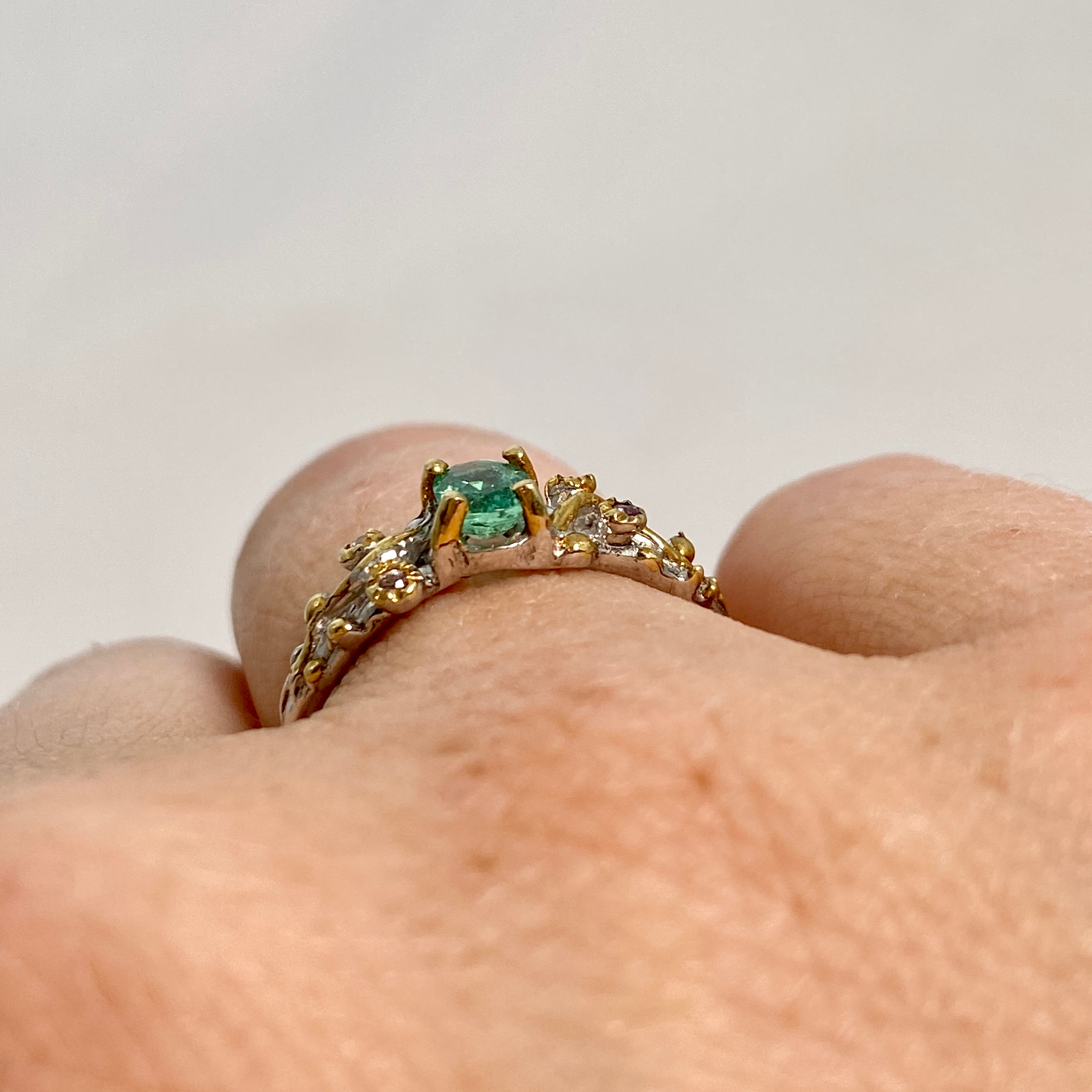Emerald & Sapphire 925 Sterling Silver 18K Gold Ring Size 7 - Elegant Birthstone Jewelry for Women, Perfect for Anniversary, Birthday & Special Occasion Gifts