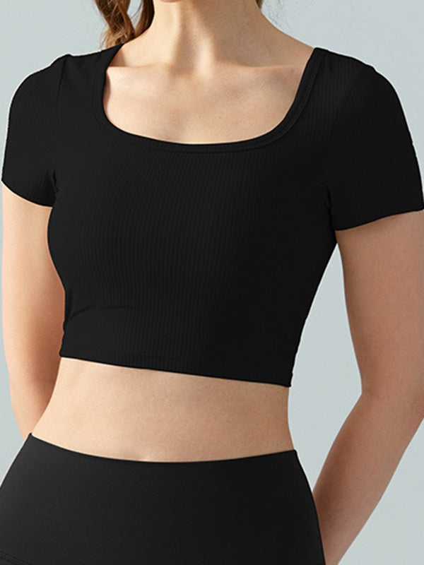 ZASUWA Women's Sexy Backless Ribbed Cropped T-Shirt - Short Sleeve Slim Fit Top for Summer, Night Out, and Beach Party