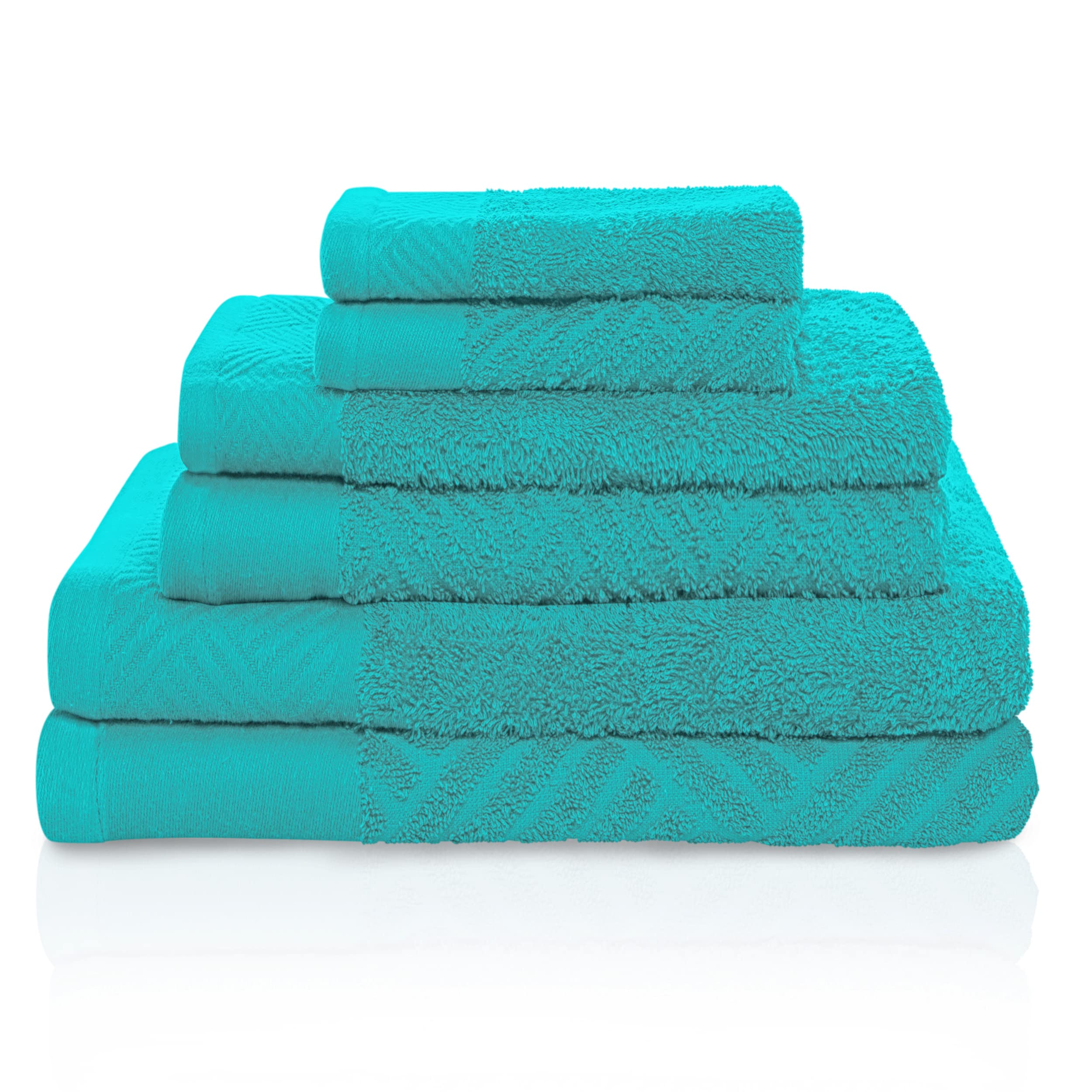 Luxury Egyptian Cotton Towels Set - 6-Piece Hotel Quality Bath, Face & Hand Towels - Ultra Soft, Breathable Basket Weave Jacquard - Perfect for Spa, Bathroom & Guest Use