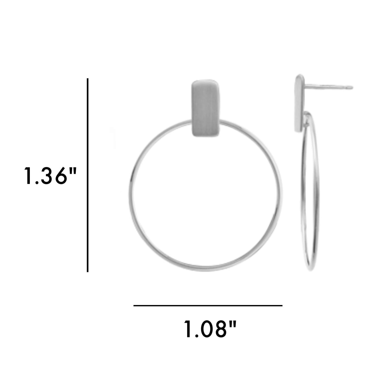 Boma Jewelry Sterling Silver Geometric Drop Hoop Post Earrings for Women | Dainty Minimalist Everyday Jewelry | Perfect for Work, Date Night & Special Occasions
