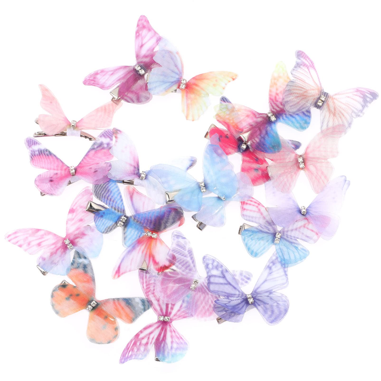 20Pcs Glitter Butterfly Hair Clips for Women & Girls - Shiny Hair Accessories for Parties, Weddings, Daily Styling (Assorted Colors)