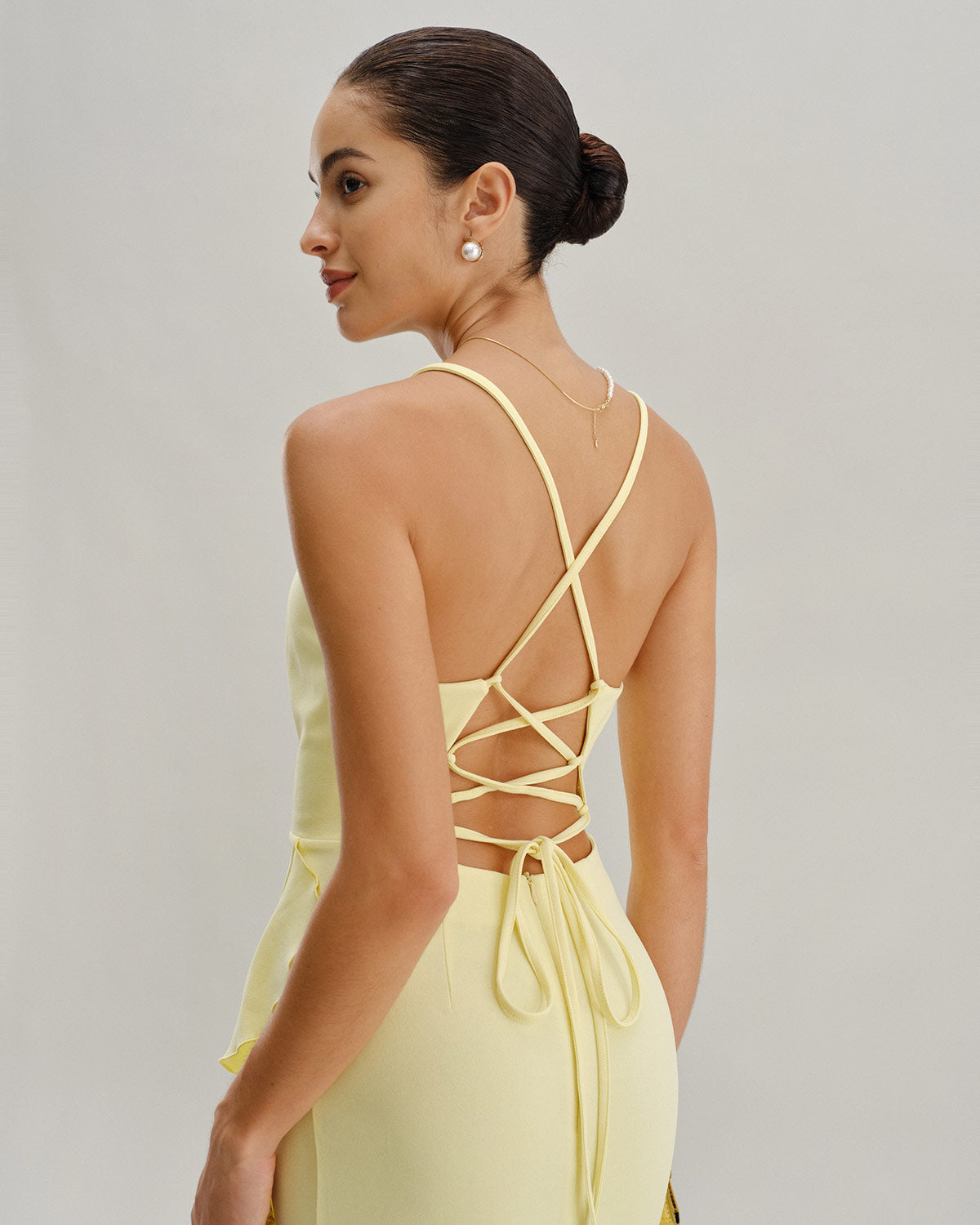 Elegant Yellow Ruffle Backless Slit Maxi Dress for Women | Summer Beach Party & Evening Gown | Perfect for Weddings, Vacations & Date Nights