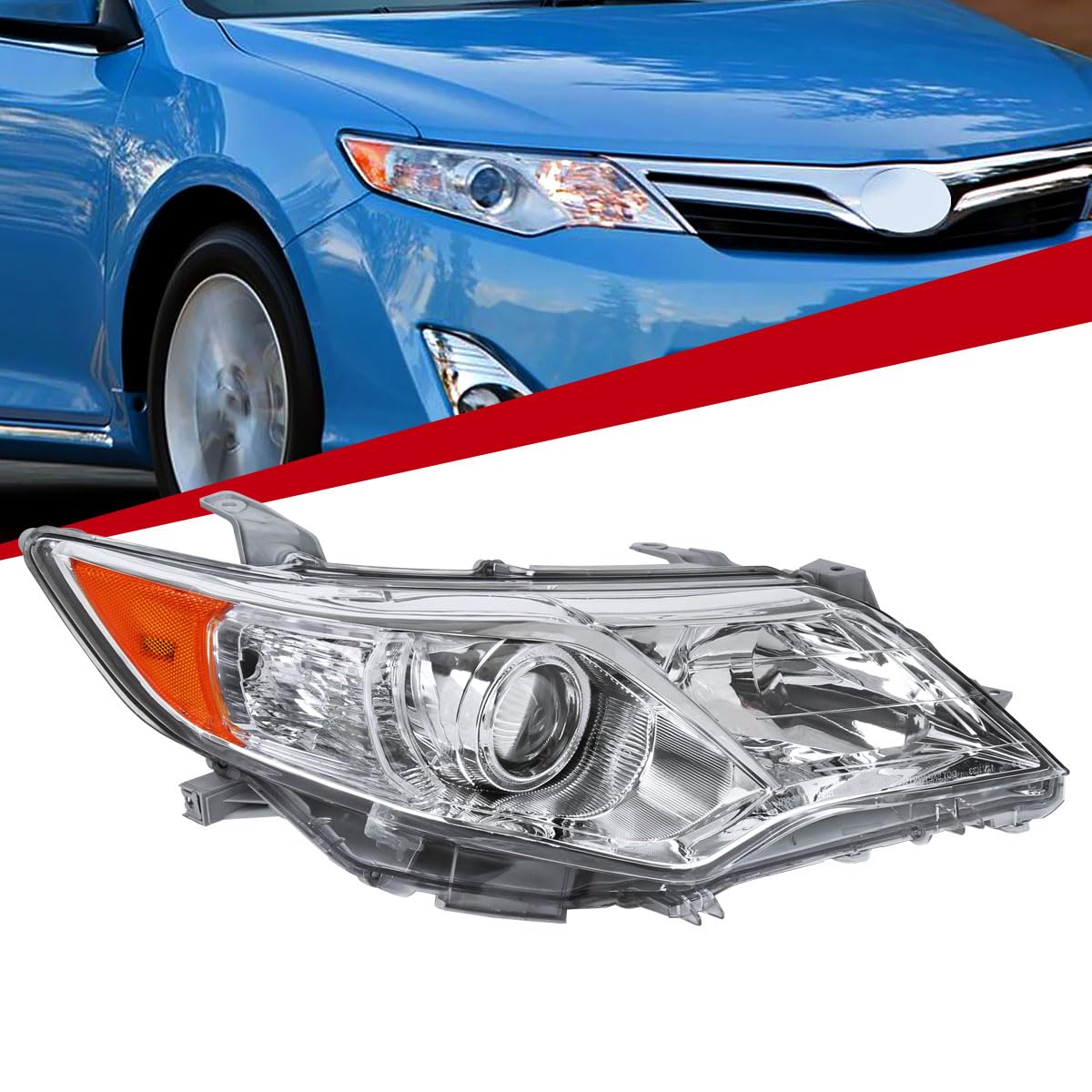Toyota Camry 12-14 Clear Projector Headlights Set - Driver & Passenger Side - High Performance Replacement for Improved Night Driving - Perfect for Daily Commute & Road Trips