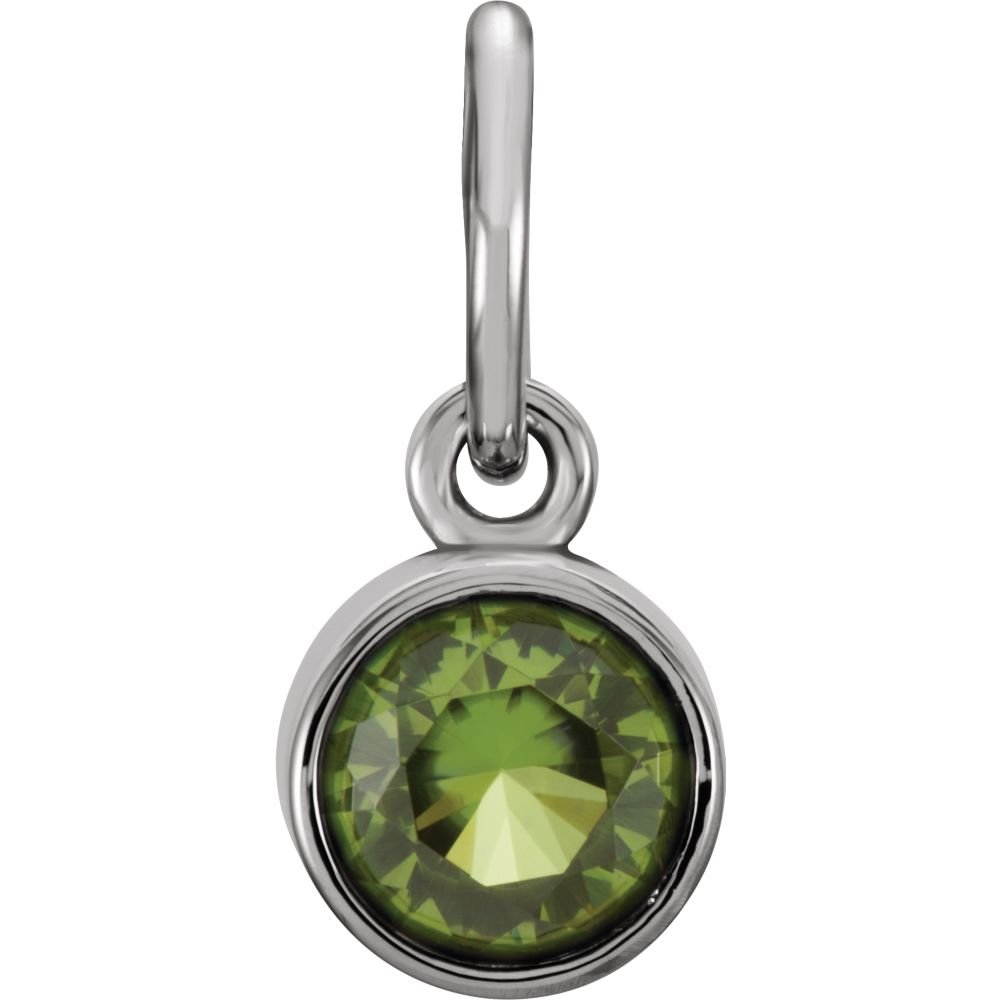 14K White Gold Simulated Peridot Charm Pendant Necklace - Elegant Jewelry Gift for Women, Moms & Brides | Perfect for Mother's Day, Birthday & Anniversary Gifts