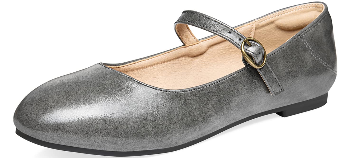 Rekayla Women's Mary Jane Ballet Flats - Comfortable Round Toe Dress Shoes for Walking | Perfect for Work, Weddings & Casual Outfits