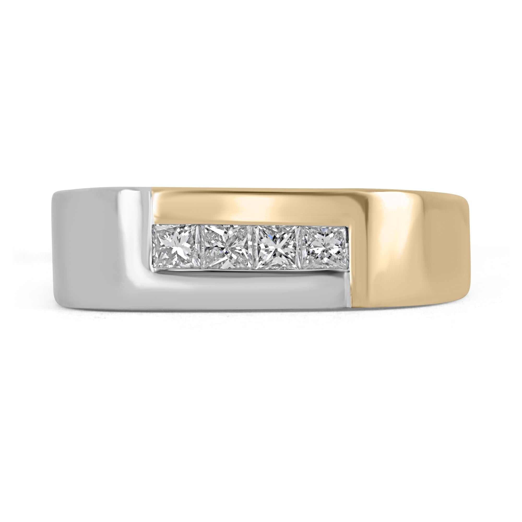 0.45pts Princess Cut Diamond Pinky Ring for Men - Two Tone 14K Gold - Perfect for Weddings, Gifts & Special Occasions