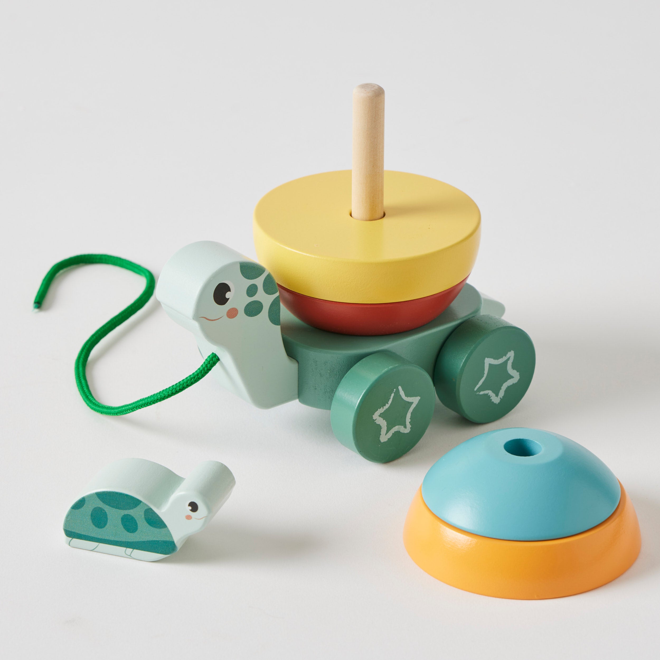 Wooden Pull Along Stacking Turtle Toy - Educational Toddler Learning Toy for 1-3 Year Olds - Perfect for Montessori Play, Early Childhood Development & Birthday Gifts