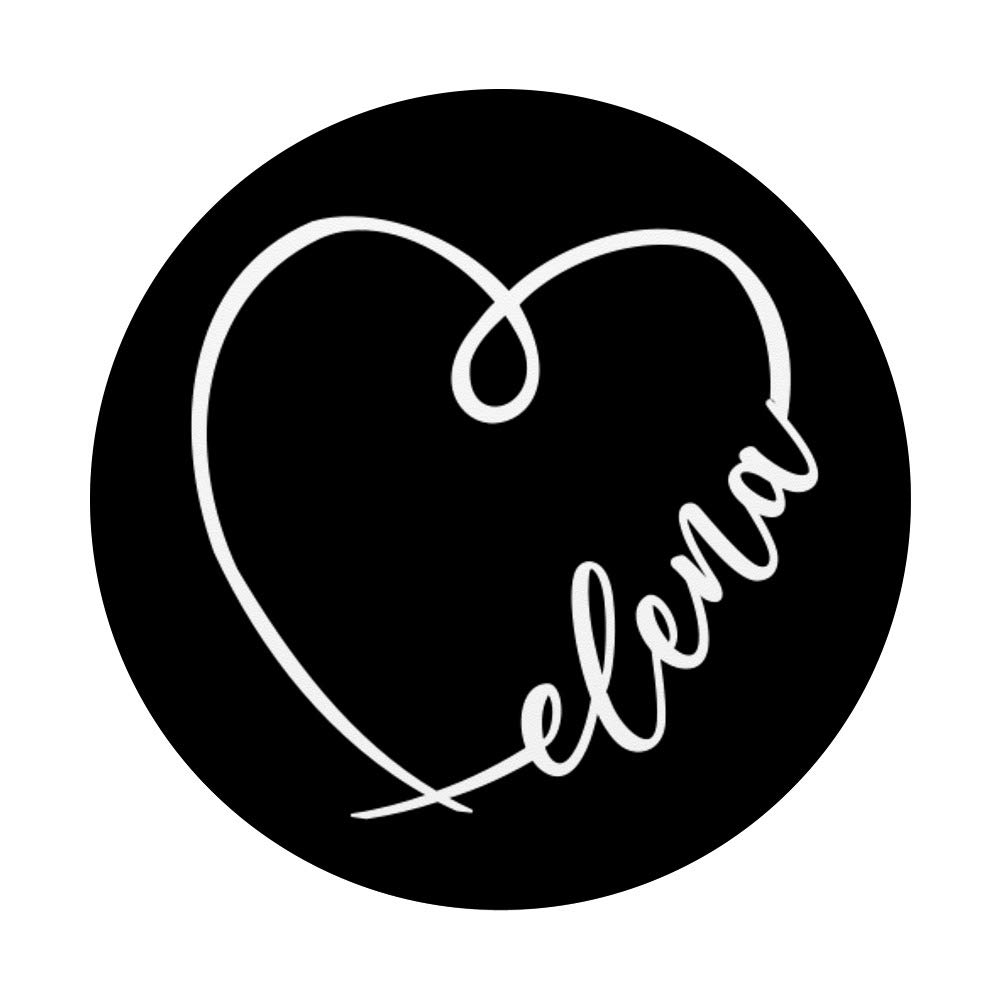 Elena Name Minimalist Heart Calligraphy Art PopSockets Swappable Phone Grip - Stylish Phone Accessory for iPhone, Samsung & Tablets - Perfect for Daily Use, Travel & Selfies