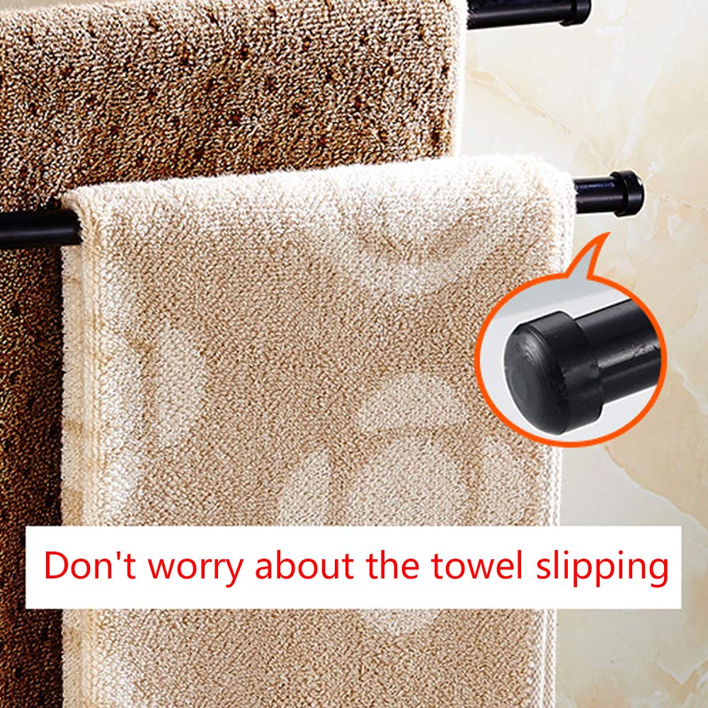 4-Arm Black Wall Mounted Swing Out Towel Rack with Hooks - Space Saving Bathroom Towel Holder for Showers, Laundry Rooms & Small Spaces