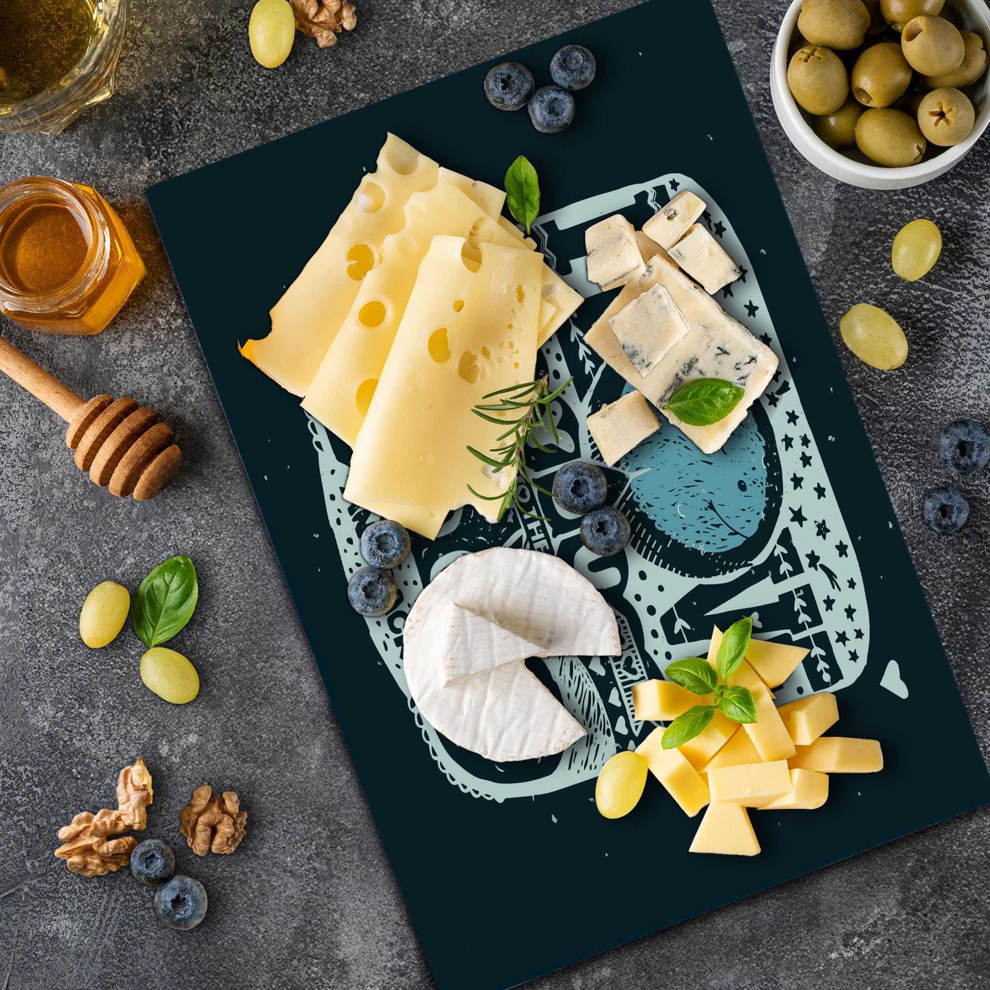 Ambesonne I Love You Cutting Board - Space Galaxy Design with Stars & Arrow Effects, Hand-Drawn Romantic Message on Tempered Glass - Large Decorative Serving Board in Dark Blue & White - Perfect for Anniversary Gifts, Kitchen Decor & Cheese Charcuterie Presentation