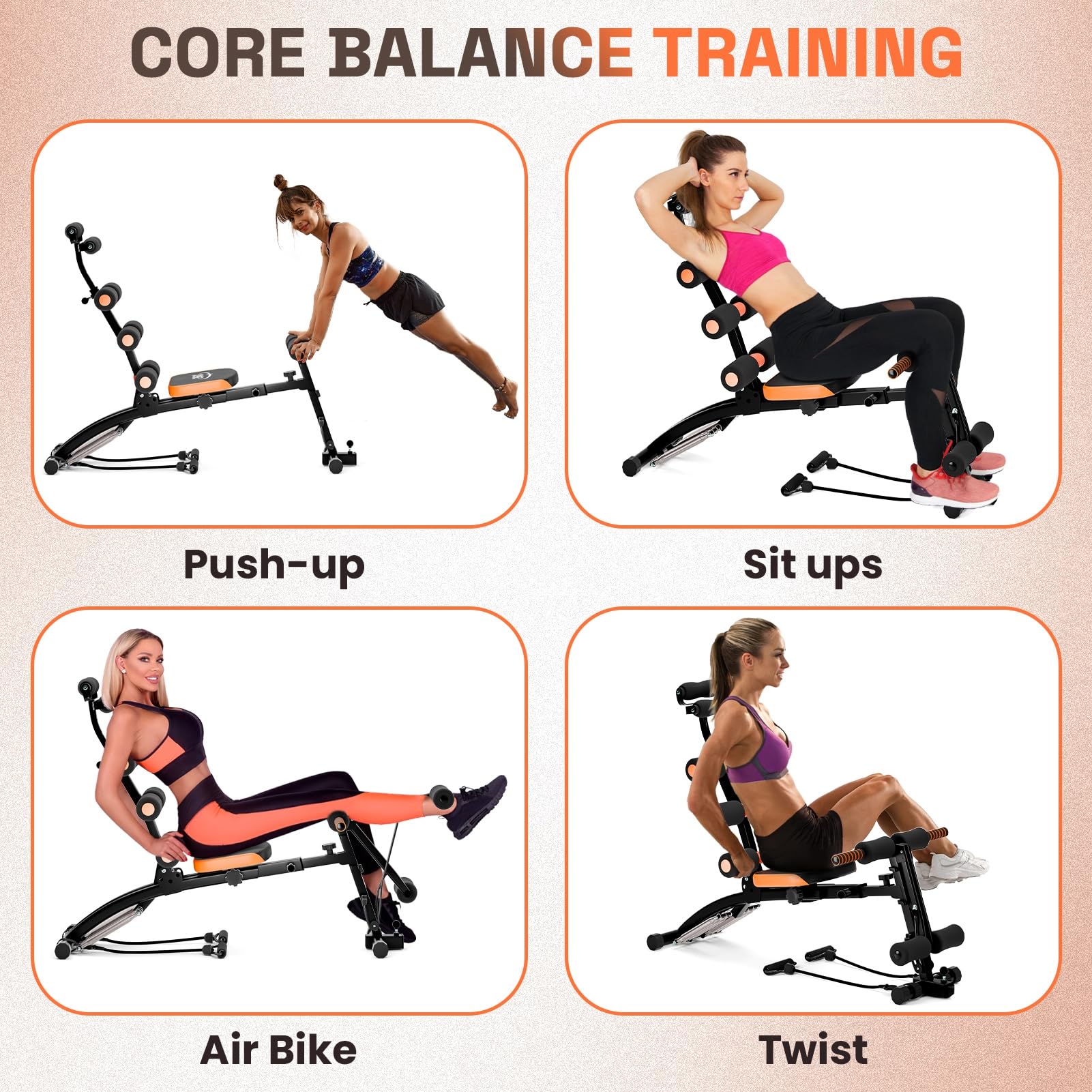 Adjustable Ab Workout Bench for Home Gym - Multi-Functional Crunch Machine & Sit Up Chair for Full Body Exercise | Perfect for Core Training, Strength Building & Home Fitness Routines (Black)