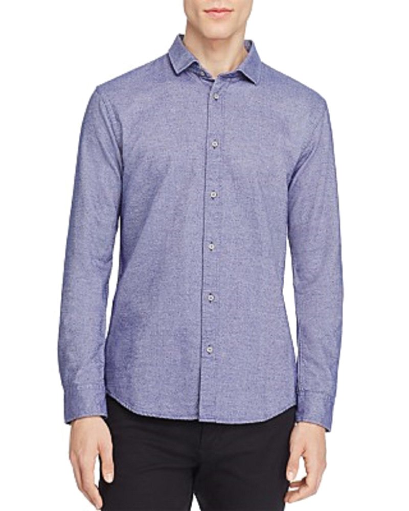 Scotch & Soda Men's Textured Cotton Slim Fit Button Down Shirt - Casual & Business Office Wear, Perfect for Work, Dates & Formal Events