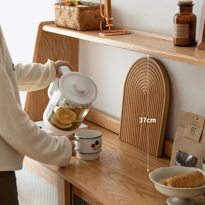 Solid Oak Wood Sideboard Shelf - Rustic Kitchen Storage Shelf for Dining Room, Living Room & Home Decor | Perfect for Organizing Dishes, Cookbooks & Displaying Decor