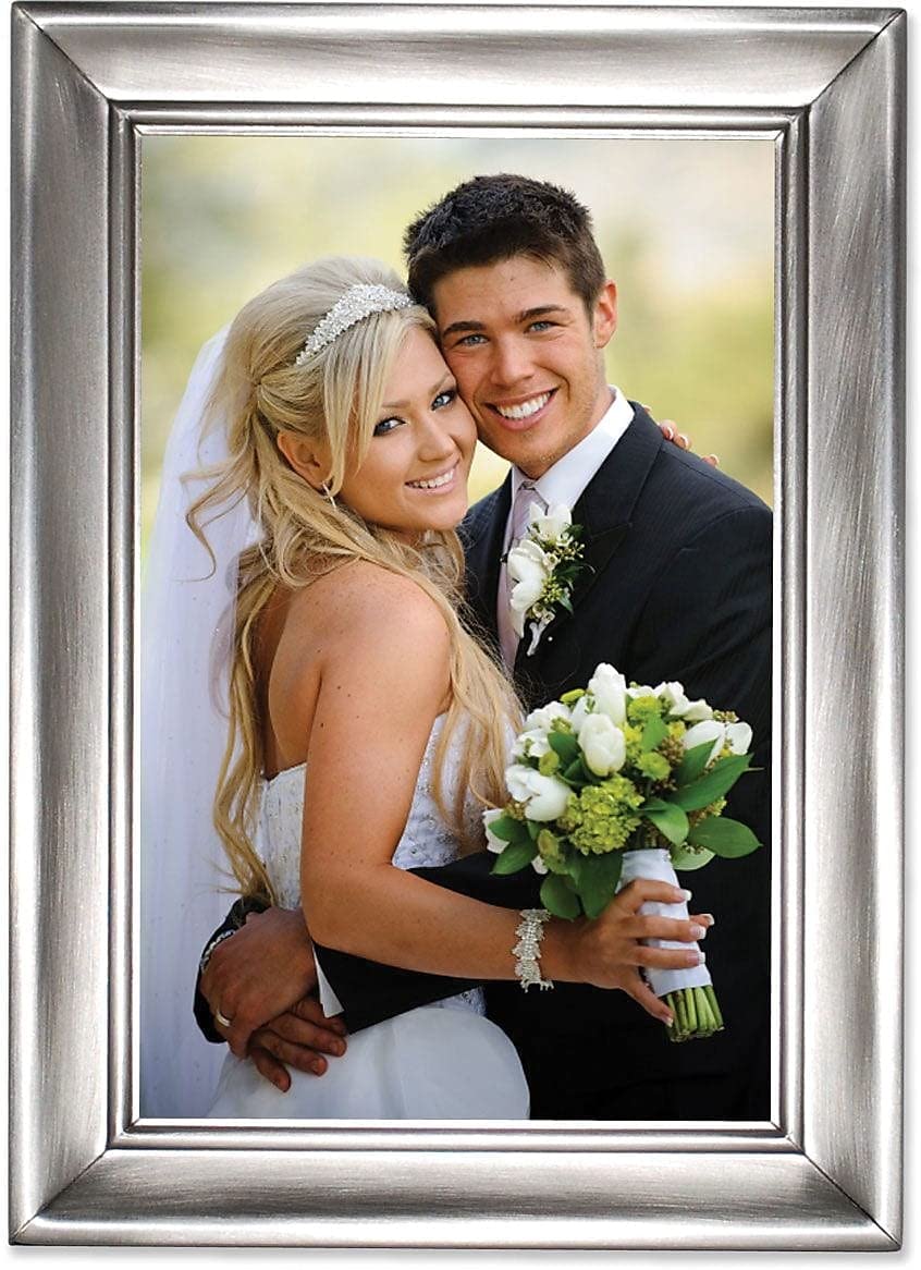 Lawrence Frames 609046 Brushed Pewter 4x6 Metal Picture Frame - Elegant Home & Office Wall Decor for Photos, Artwork, and Memories