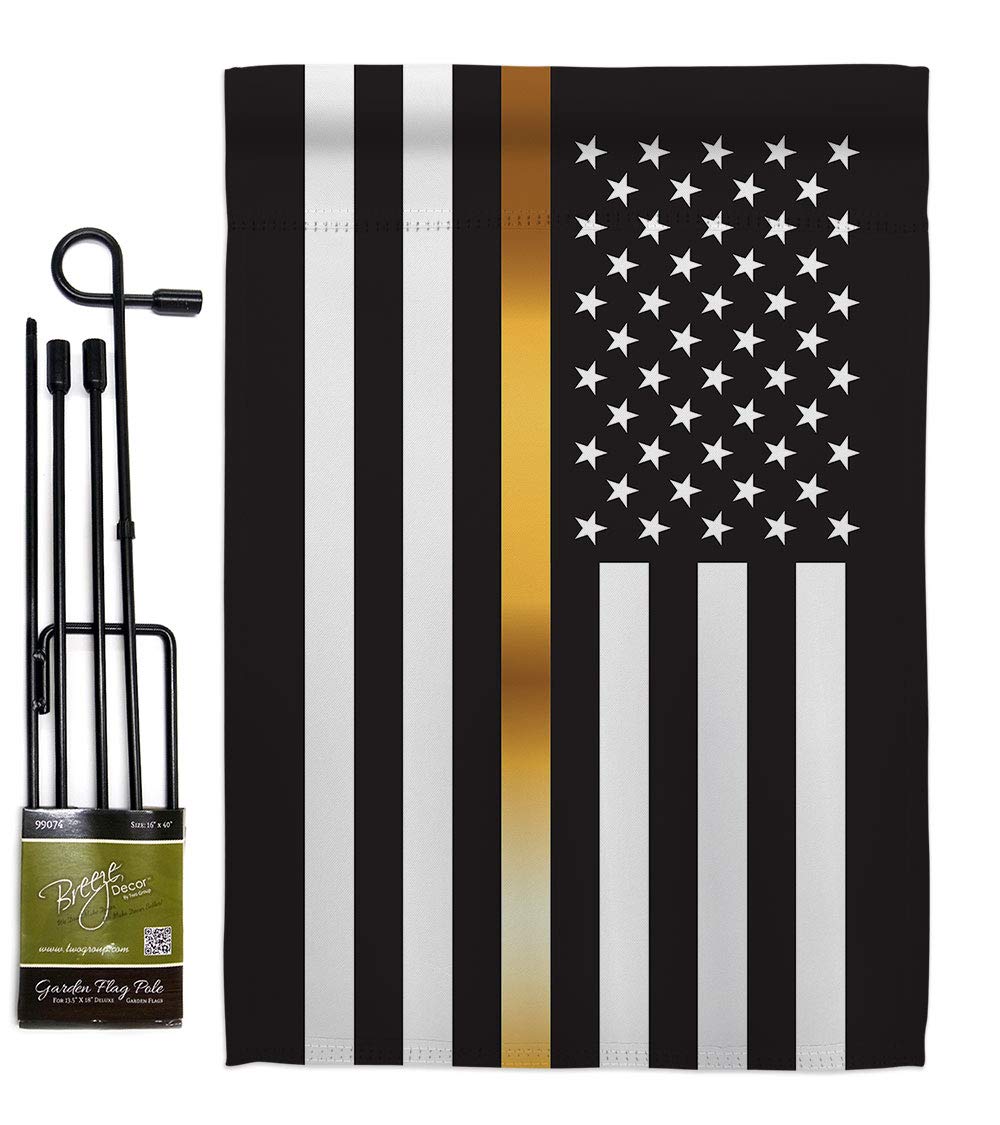 US Thin Gold Line Garden Flag - Military Support Banner for Yard & Home Decor