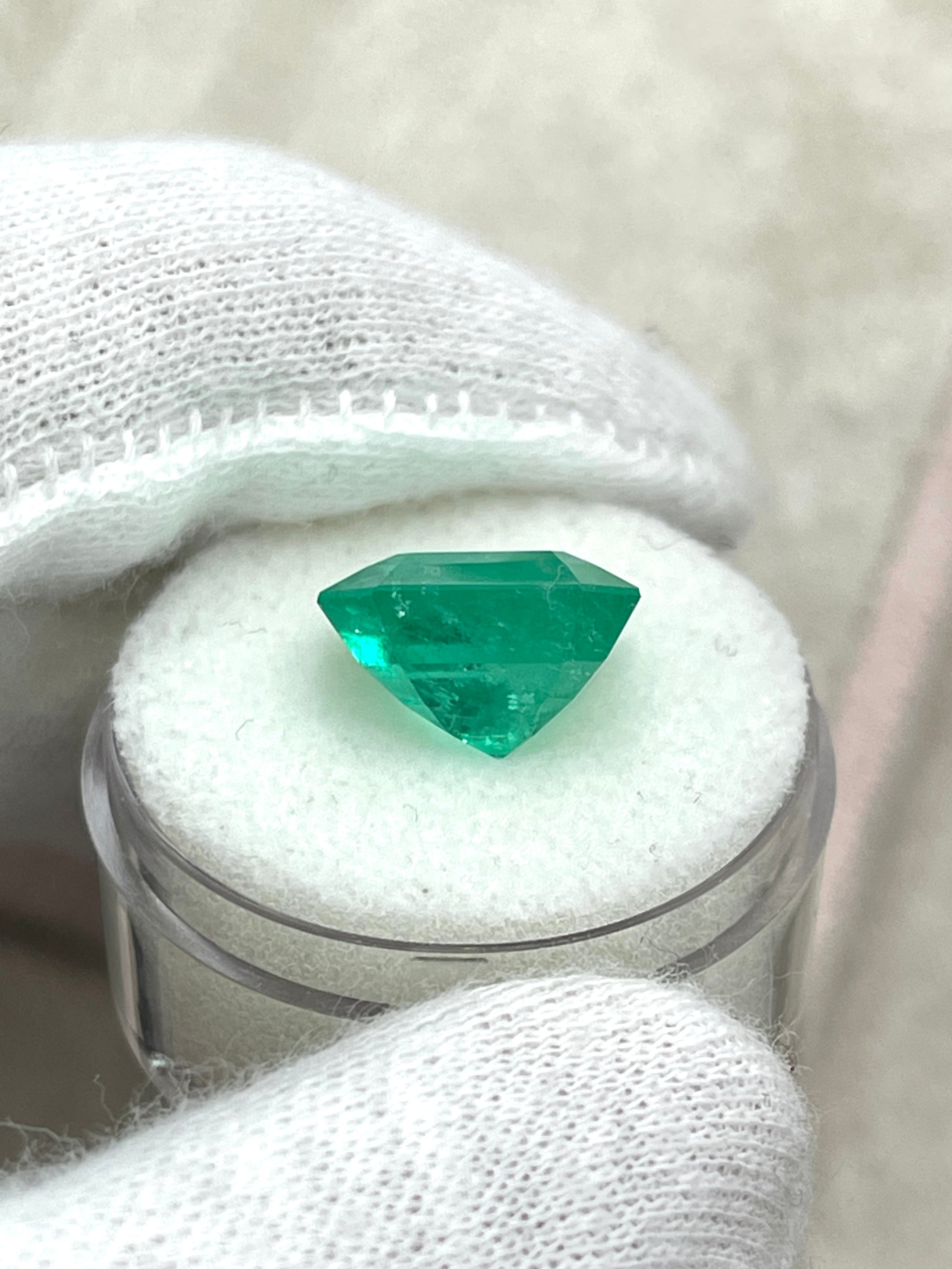 6.93 Carat 12x11.5mm Medium Green Natural Loose Colombian Emerald Asscher Cut Gemstone for Jewelry Making, Engagement Rings & Luxury Gifts