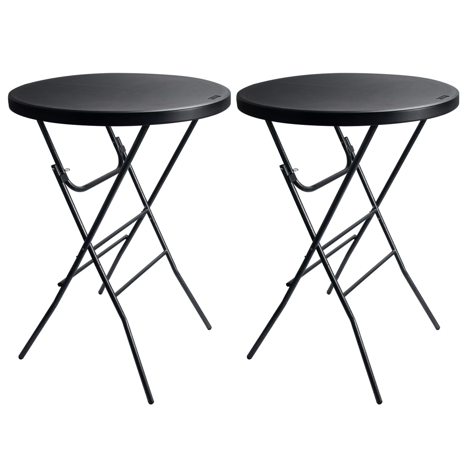 32in Round Folding Cocktail Table - High Top Portable Bar Table with Removable Legs for Indoor & Outdoor Use - Perfect for Parties, Banquets, Commercial Events & Speeches - Black (2 Pack) - Ideal for Home Entertaining, Restaurants, Weddings & Backyard Gatherings