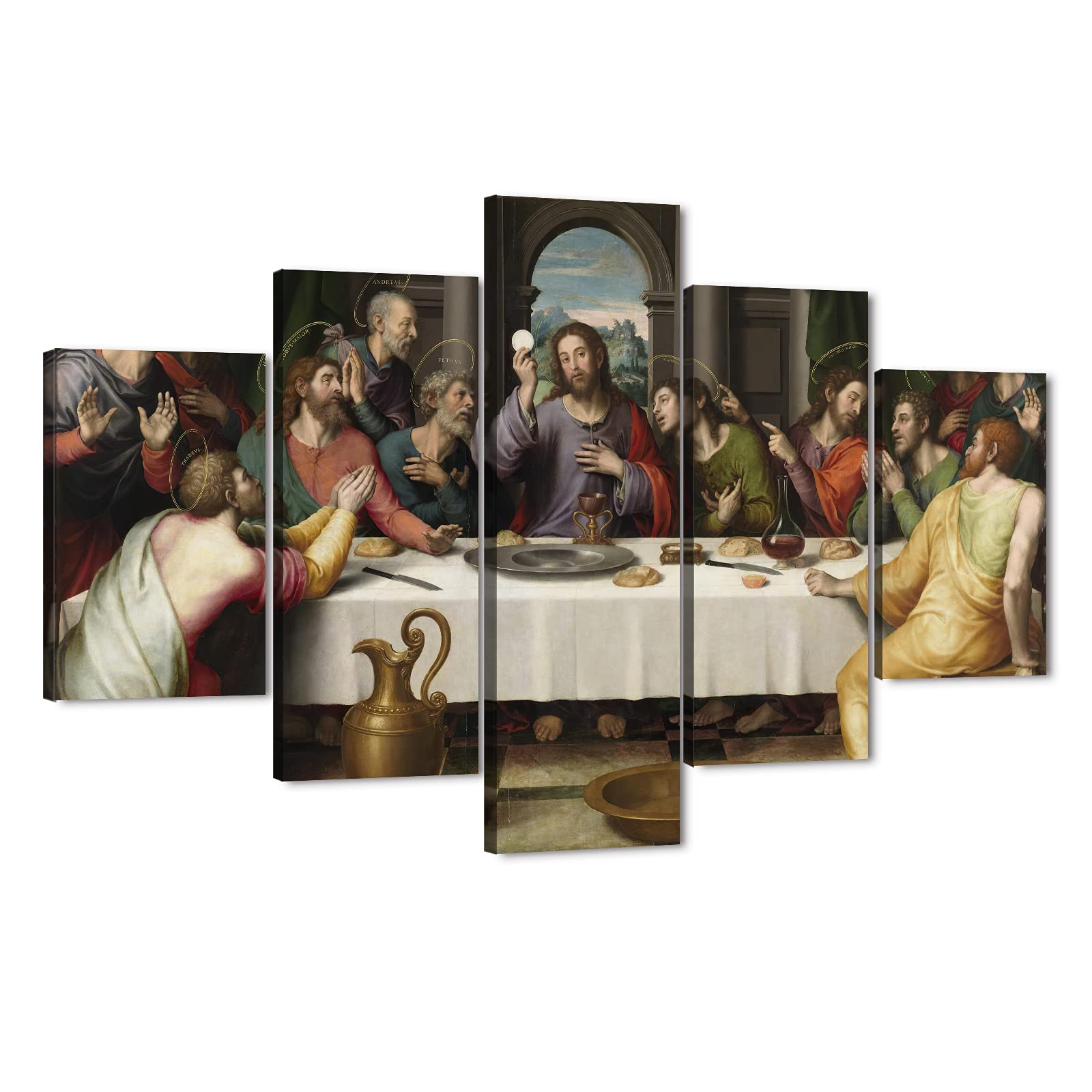 TIMUBA 5-Piece Last Supper Canvas Wall Art Set - Jesus Christ Religious Painting for Home Decor (60x40 Inches) - Perfect for Dining Room, Living Room & Church Wall Decorations | Christian Gift & Biblical Artwork