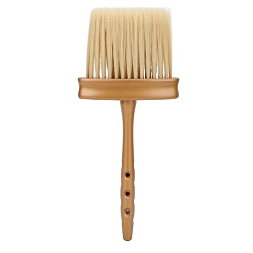 Professional Hair Cutting Brush for Barbers & Home Use - Long Handle Neck Duster Sweep Brush with Soft Bristles for Broken Hair Removal - Perfect for Salon, Barber Shop & Personal Grooming (Gold)