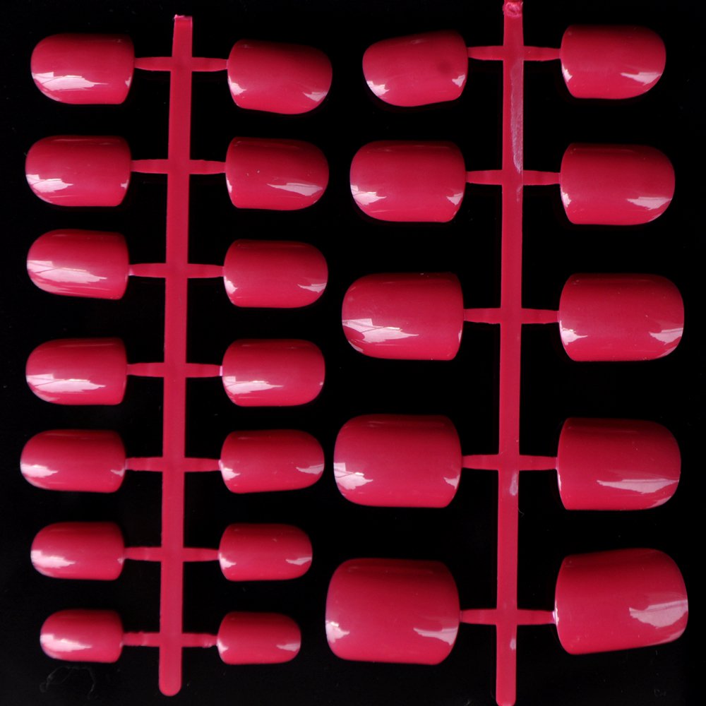 CoolNail 24pcs Coral Red Press On False Nails - Beautiful Candy Flat Nail Art Tips for Carnival & Party | Easy DIY Artificial Nails for Women, Halloween Costume, Bridal Shower & Special Occasions