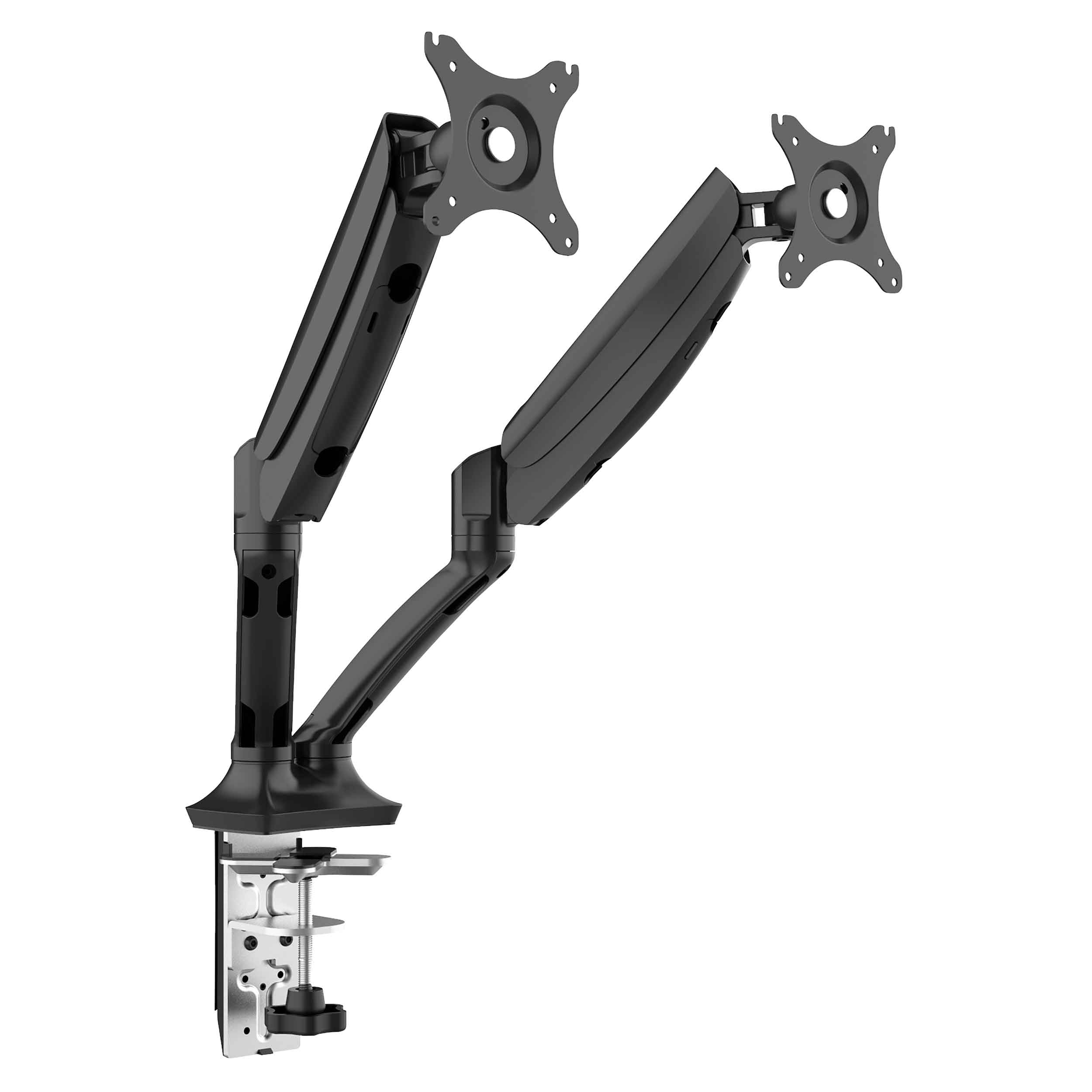 Double Monitor Mount Stand - Adjustable & Rotating Arm for 10-27 Inch Screens with 9kg Load Capacity (Black, DH25) - Perfect for Home Office, Gaming Setup & Workspace Ergonomics