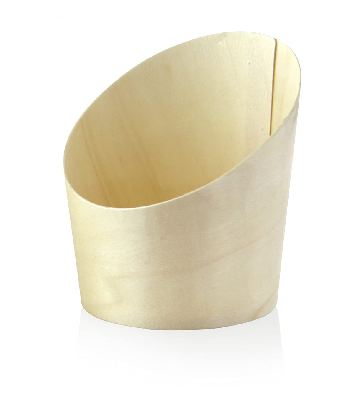 PACKNWOOD 210WFRY3 9.5oz Wooden Charcuterie Cups - 100 Pack Disposable Slanted Wood Cups for Wine, Whiskey, Desserts & Party Serving | 3.7in Diameter x 4.1in Height | Perfect for Charcuterie Boards, Cocktail Shooters, Parfaits & Terrarium Displays