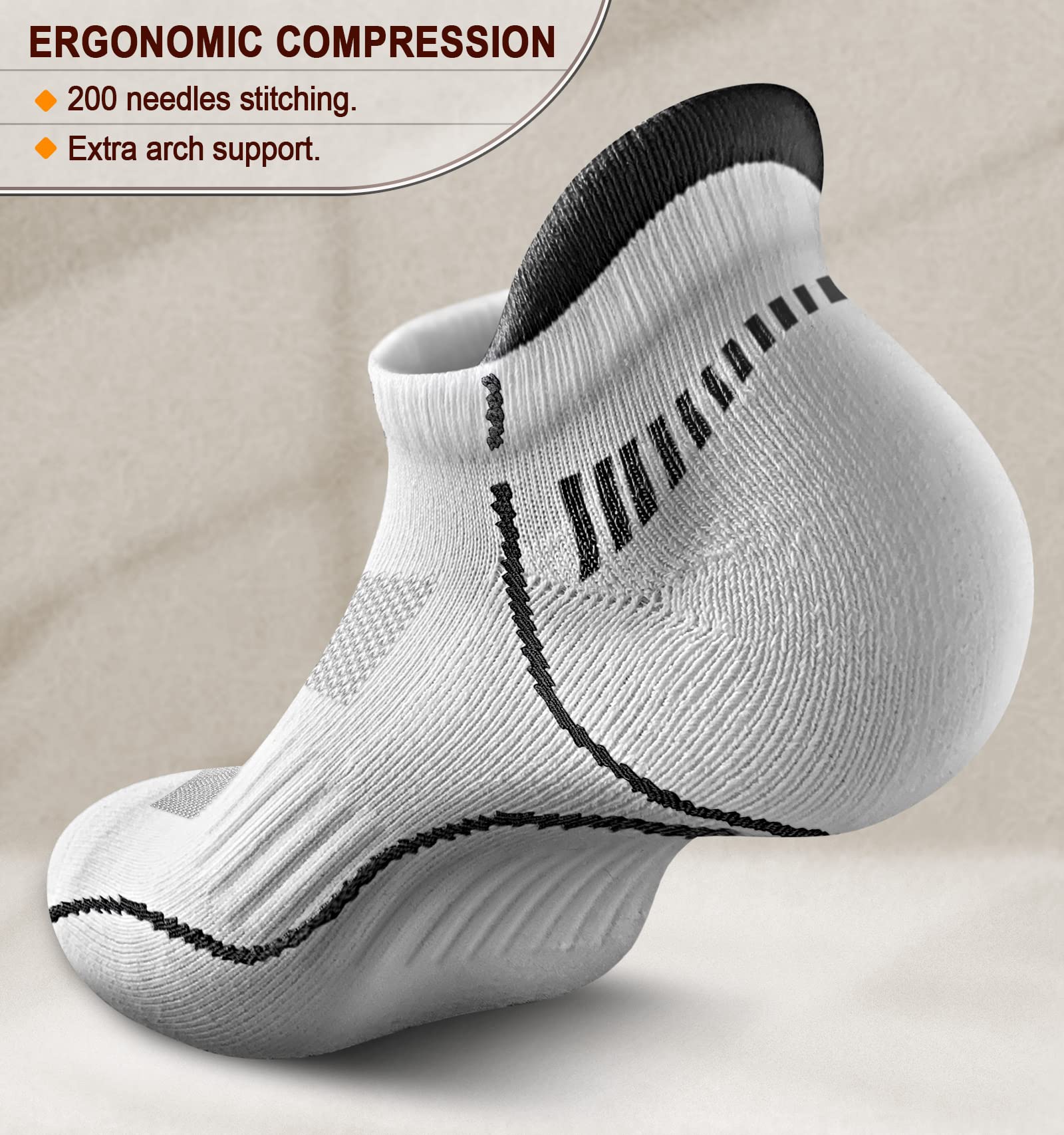 BULLIANT Women's Athletic Ankle Socks 6-Pack - No Show Cushioned for Running & Walking with Arch Support - Gym & Daily Wear