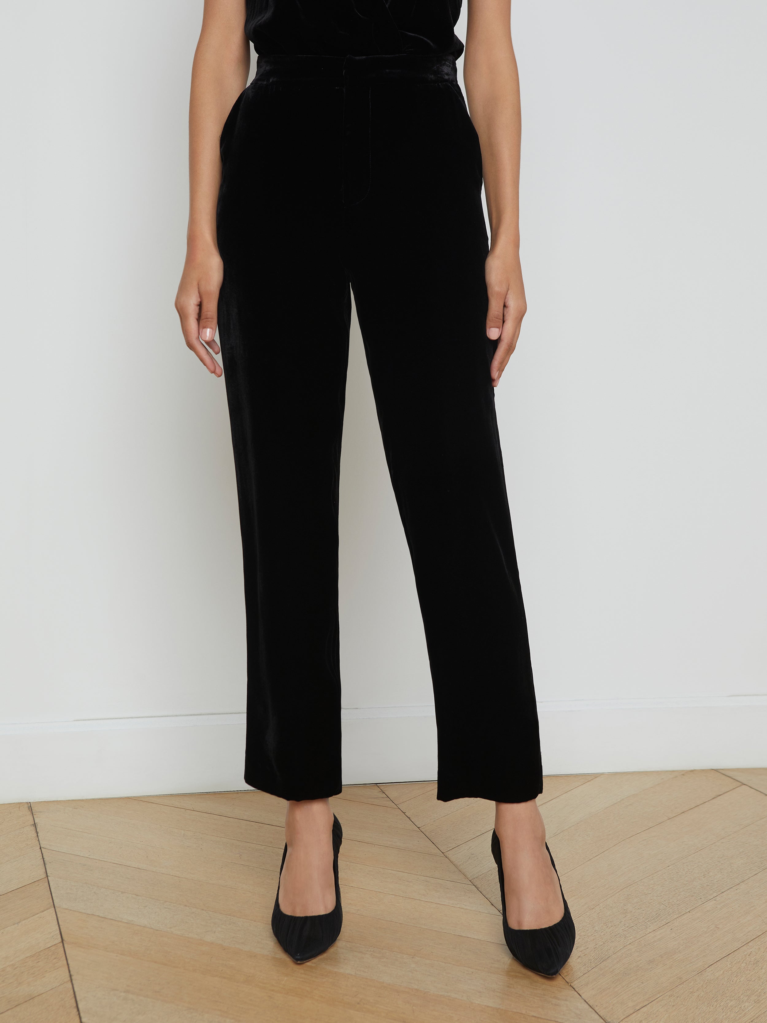 Rebel Velvet Trousers for Women - High Waist Stretch Comfort Pants - Elegant & Trendy Velvet Pants for Party, Night Out, and Special Occasions