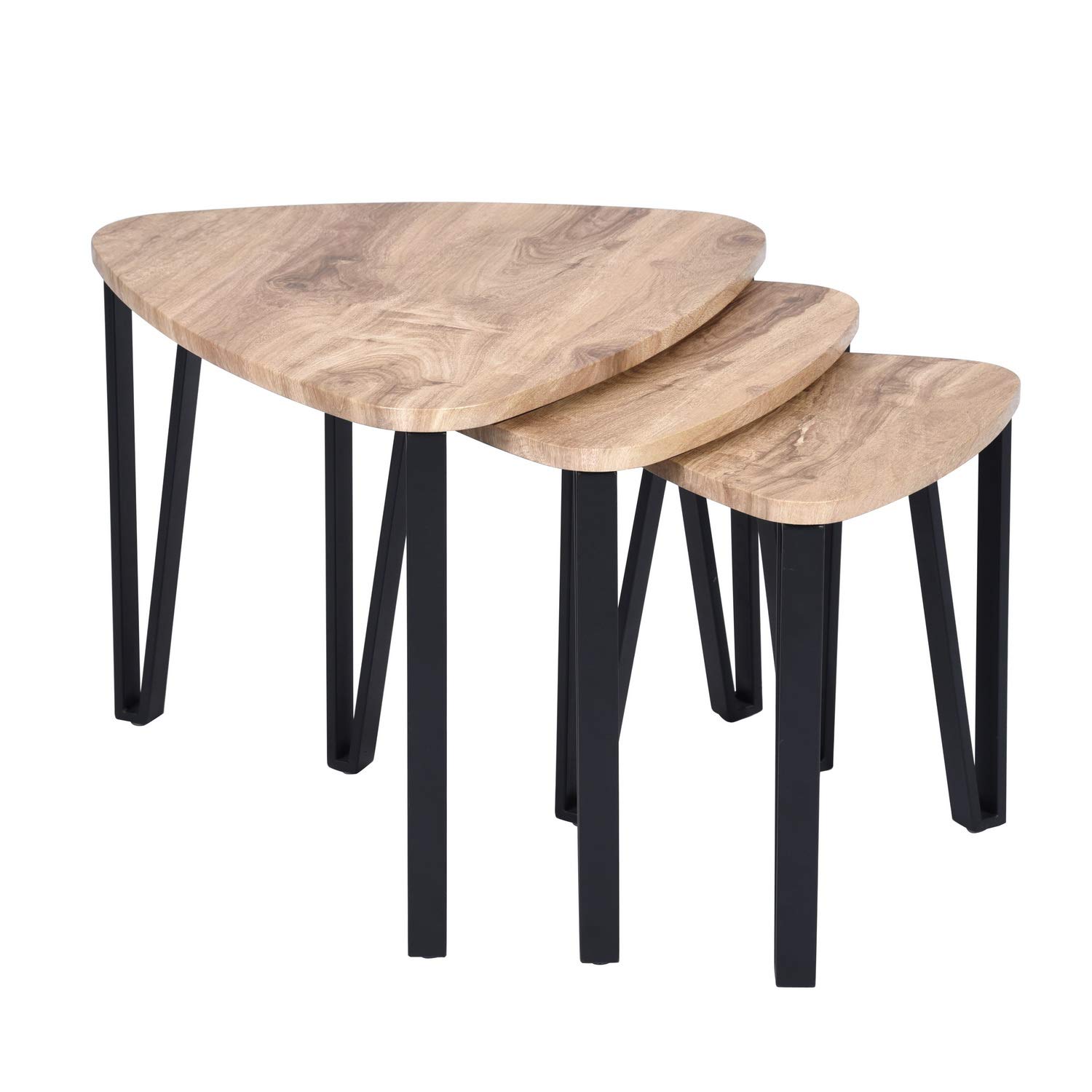 Rustic Style Nesting Coffee Tables Set of 3 - Small Space End Tables with Stackable Design for Living Room, Bedroom or Office - Easy Assembly Modern Side Tables for Compact Spaces