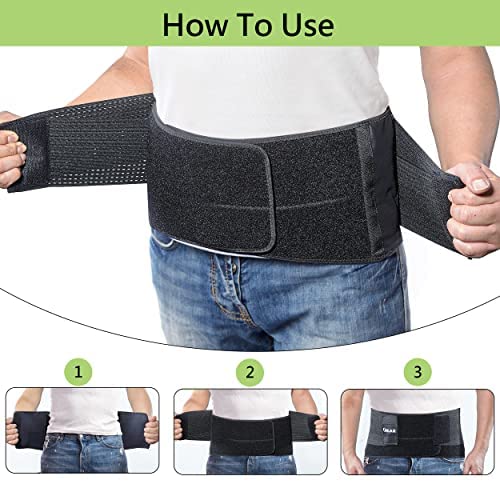 OMAX Adjustable Lumbar Back Brace for Lower Back Pain Relief - Breathable Support Belt for Men & Women - Herniated Disc, Sciatica Support - Waist Size 39