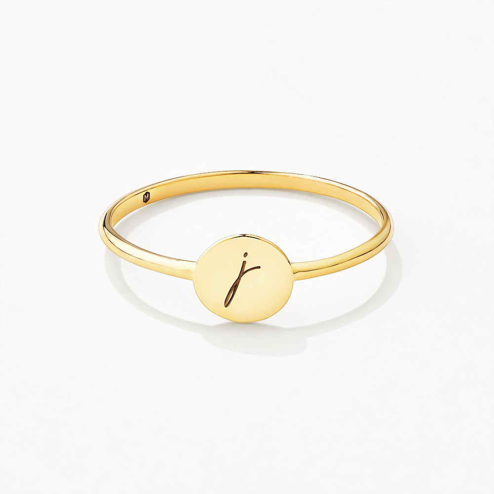 10k Gold Mini Engravable Disc Ring - Personalized Jewelry Gift for Women, Engraved Nameplate Ring for Anniversary, Wedding, Birthday - Perfect for Everyday Wear & Special Occasions
