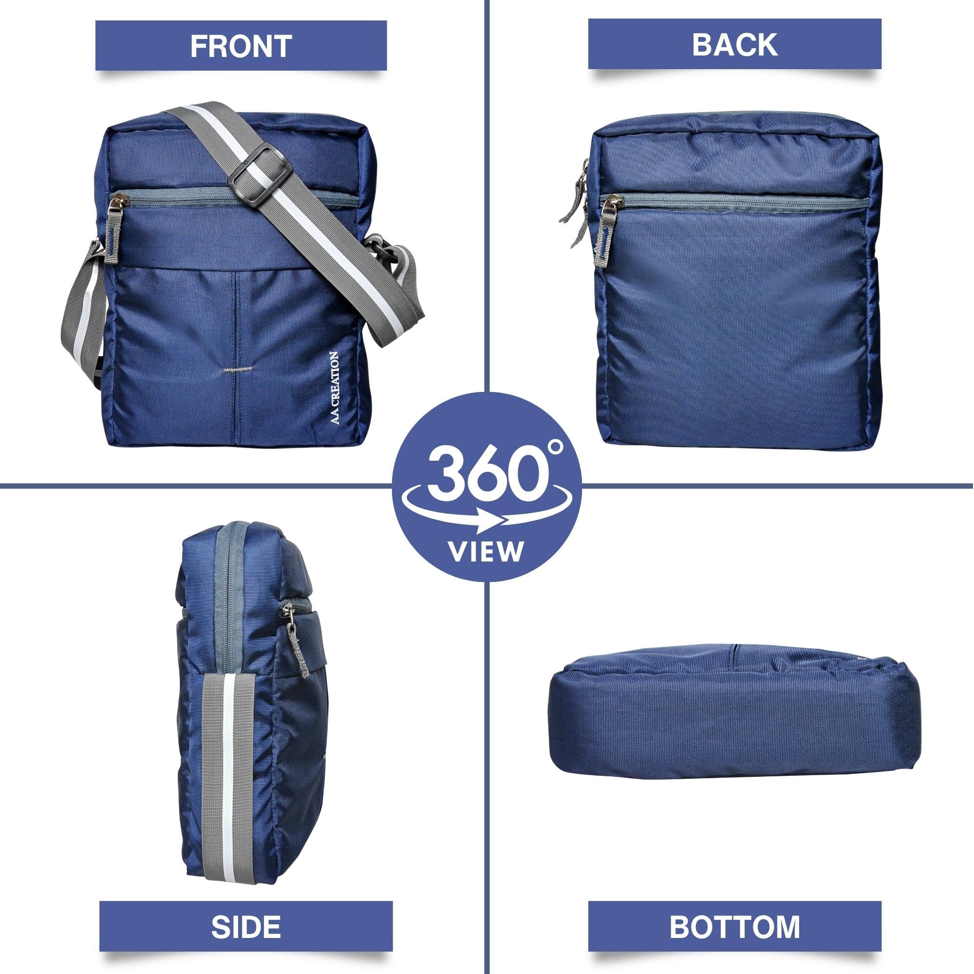 AA CREATION Unisex Cross Body Messenger Sling Bag - 10L Spacious Durable Polyester Utility Bag for Travel, Work & Daily Use - Perfect for Office, Business & Outdoor Activities