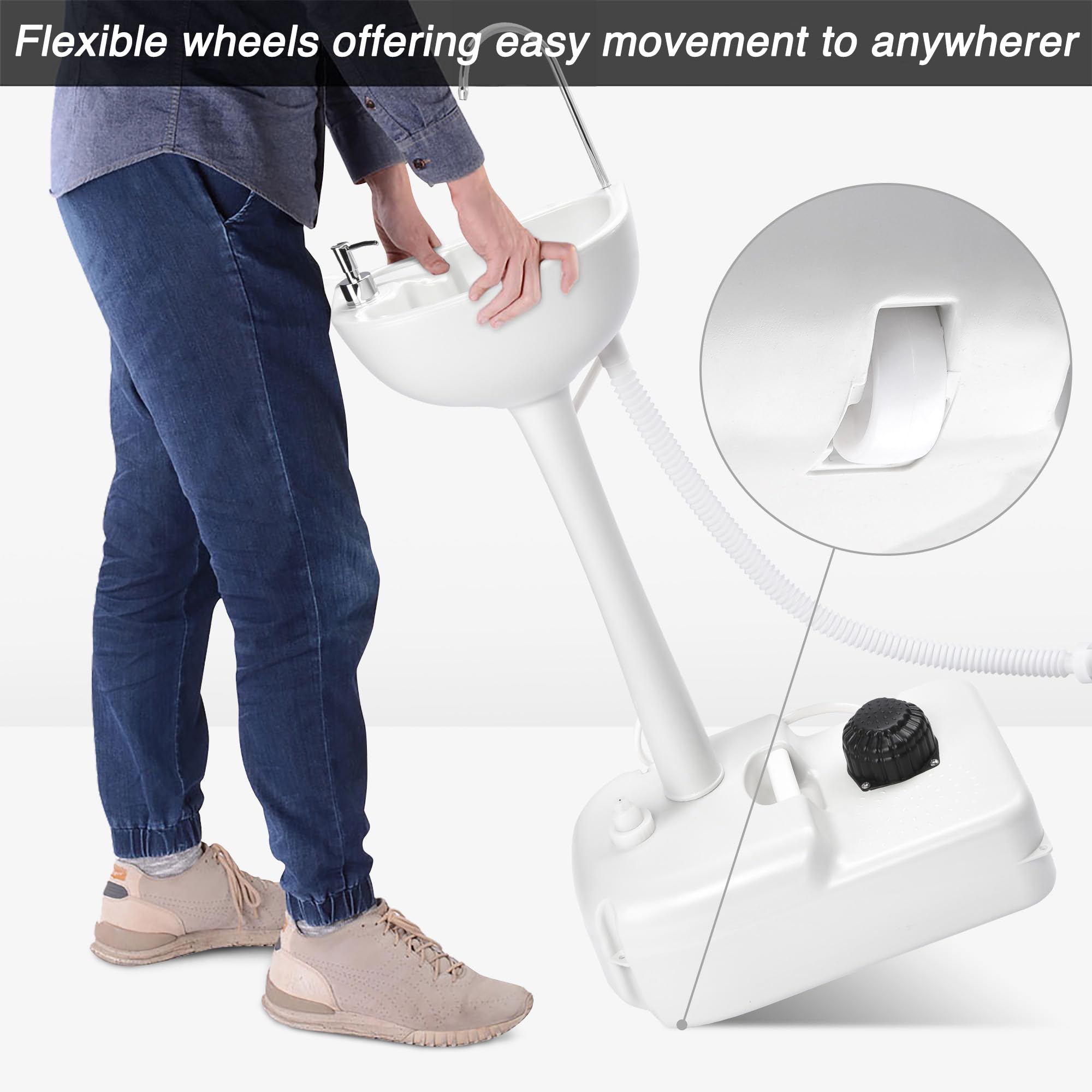Yescom 17L Portable Camping Sink with 24L Water Tank - Foldable Outdoor Wash Basin for RV, Camping, Hiking & Travel | Perfect for Washing Dishes, Hands & Gear in Remote Areas