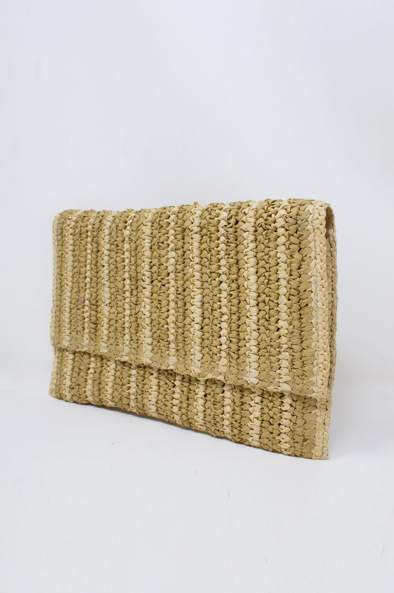 Amalfi Raffia Stripe Clutch Handbag - Natural/Taupe Woven Straw Purse for Women | Perfect for Beach Vacation, Summer Outings & Boho Fashion Accessories