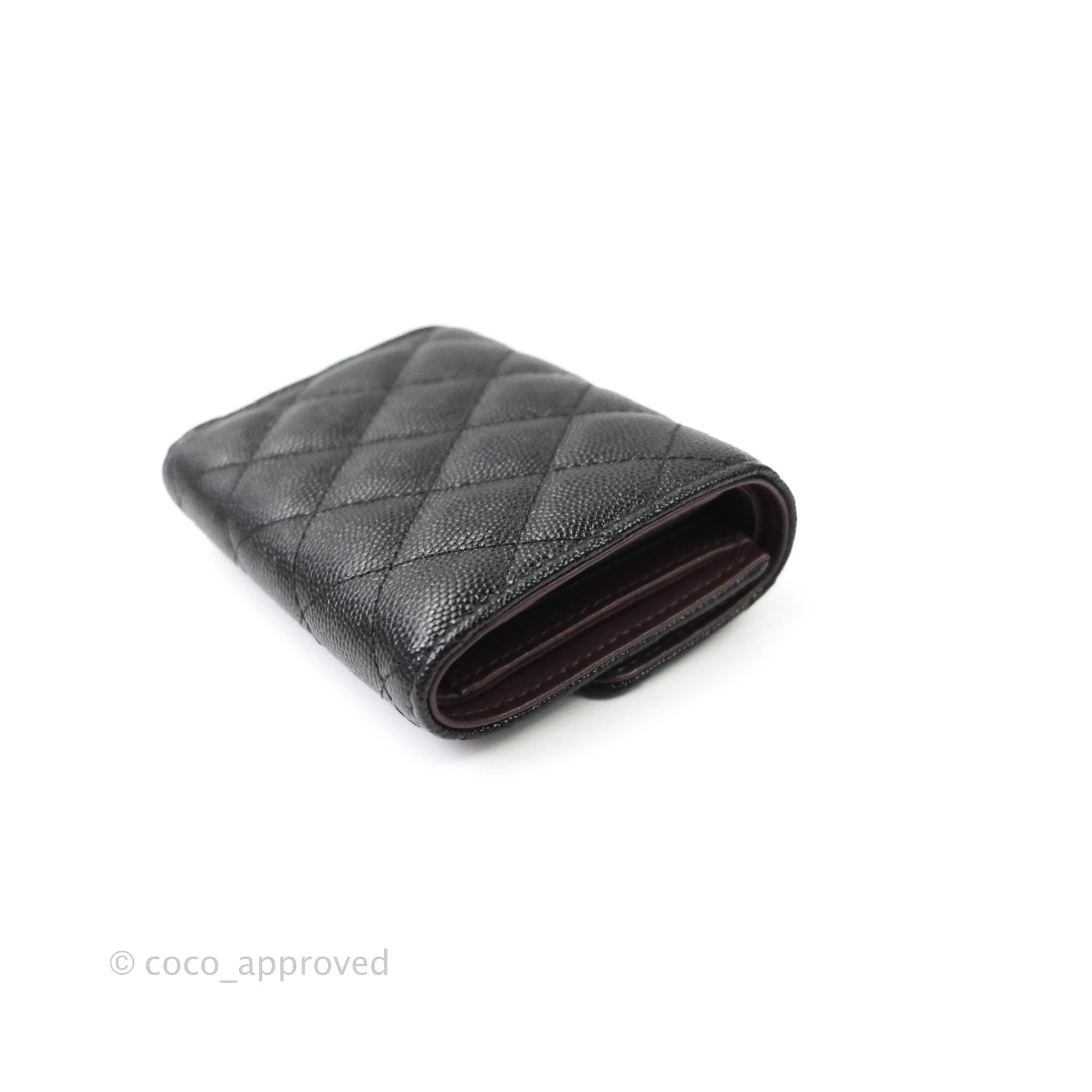 Chanel Classic Flap Small Wallet in Black Caviar Leather with Gold Hardware - Luxury Women's Accessory for Everyday Use & Special Occasions
