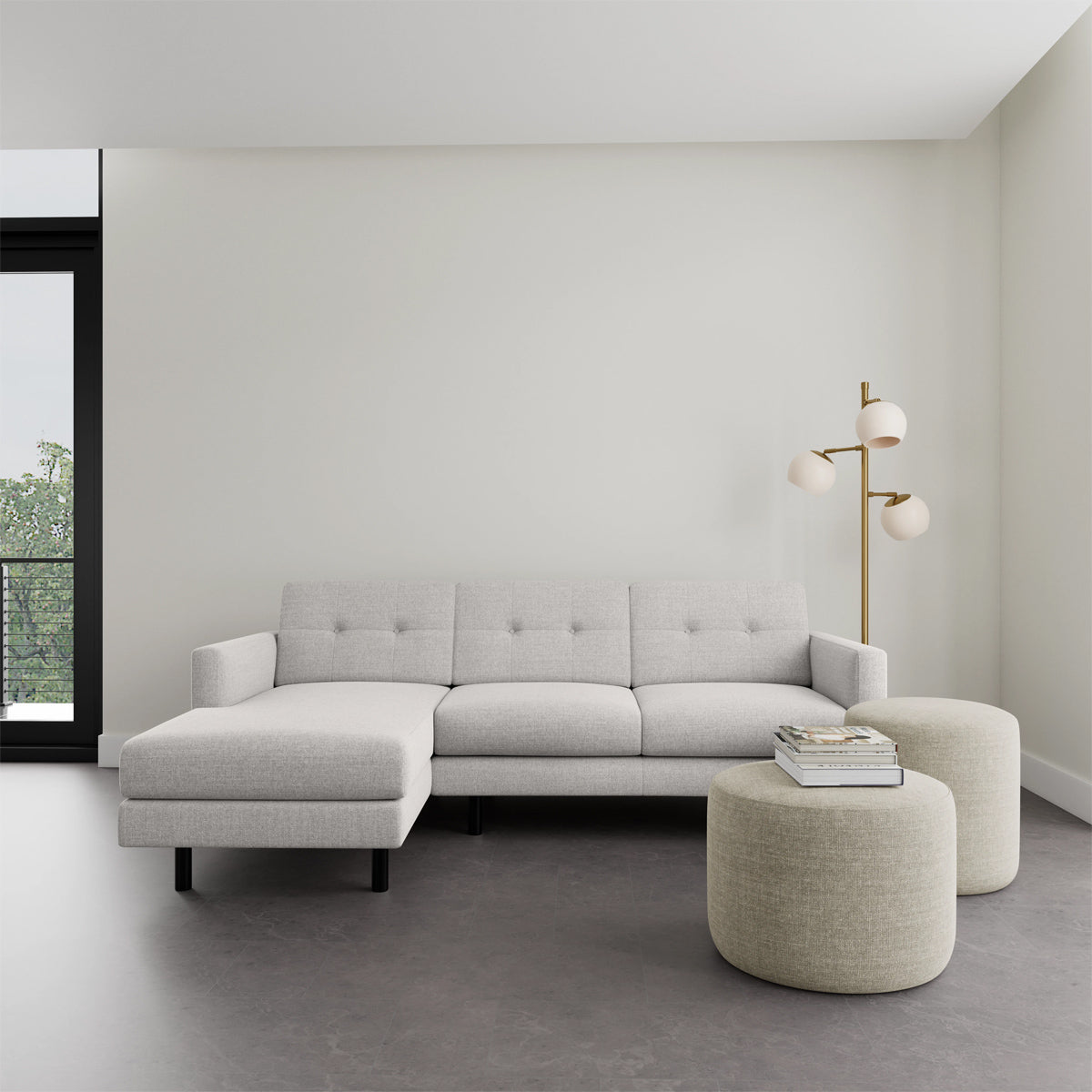 Conrad Fabric Left Chaise Sofa - Modern L-Shaped Sectional Couch with Reversible Chaise Lounge for Living Room, Apartment & Home Theater Comfortable Seating