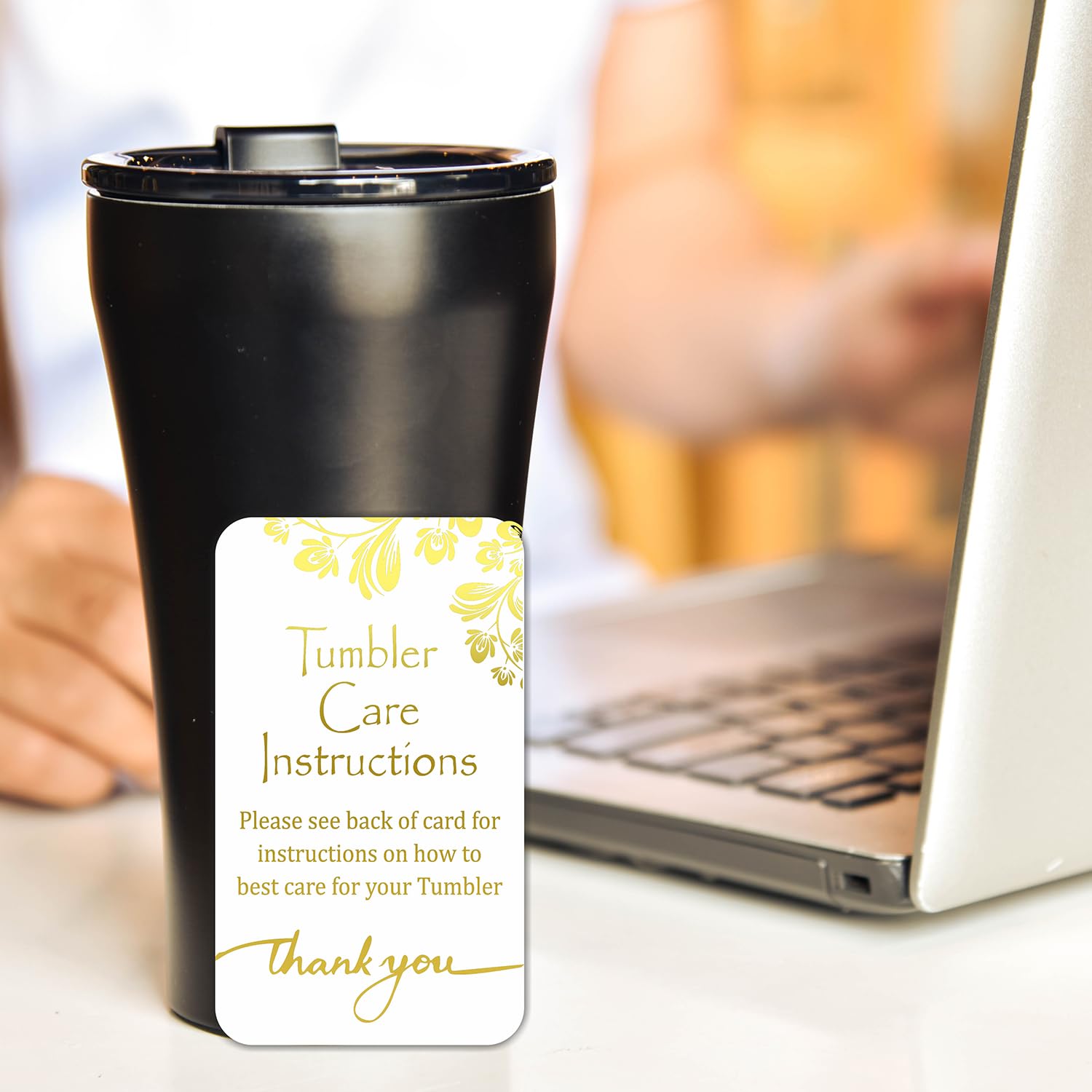 PARTH iMPEX Tumbler Care Instruction Cards - 100 Pack Gold Foil Letterpress 3.5