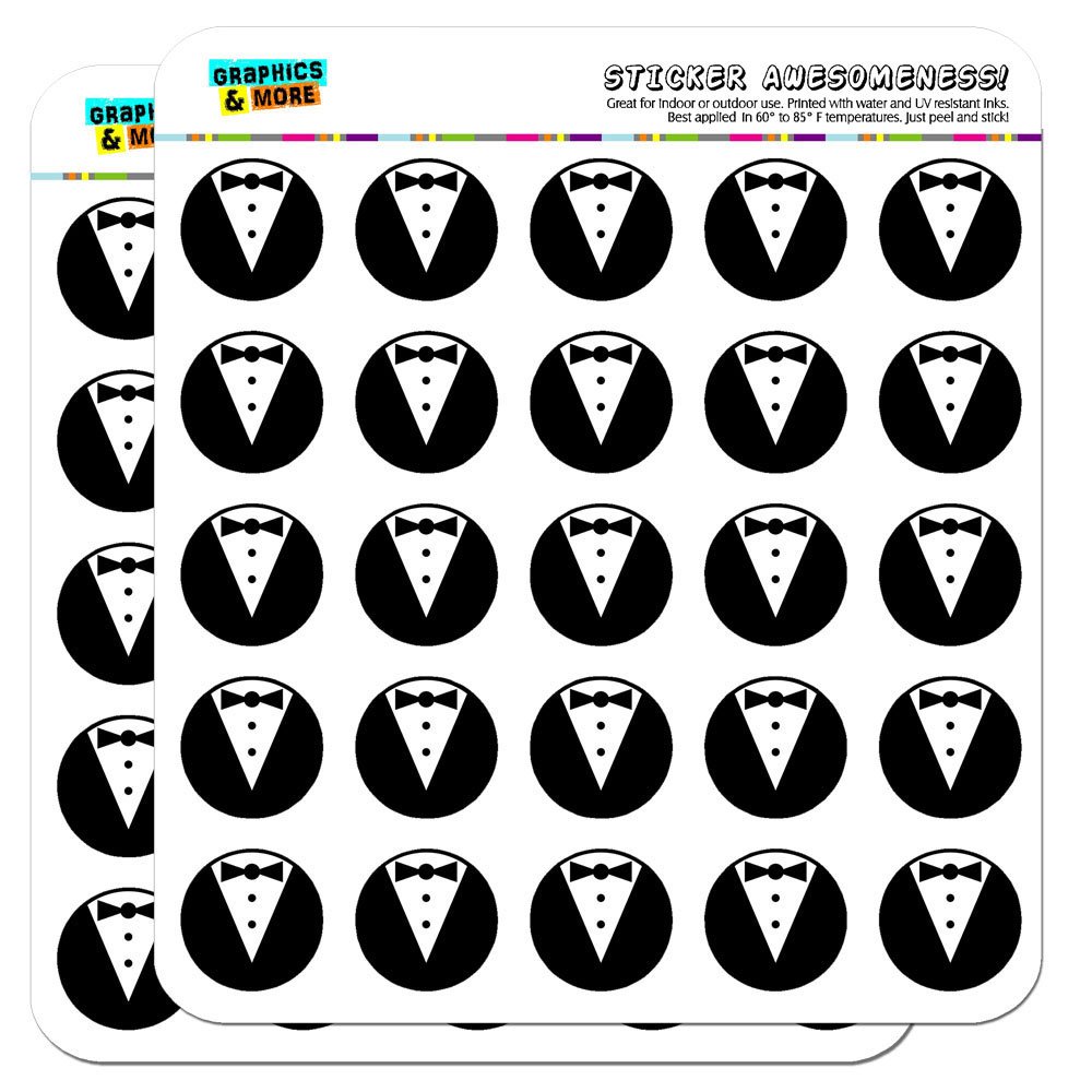 1 Inch Tuxedo Wedding & Bachelor Shower Planner Stickers - Opaque Scrapbooking Calendar Decals for DIY Crafts, Journals, Bullet Notebooks