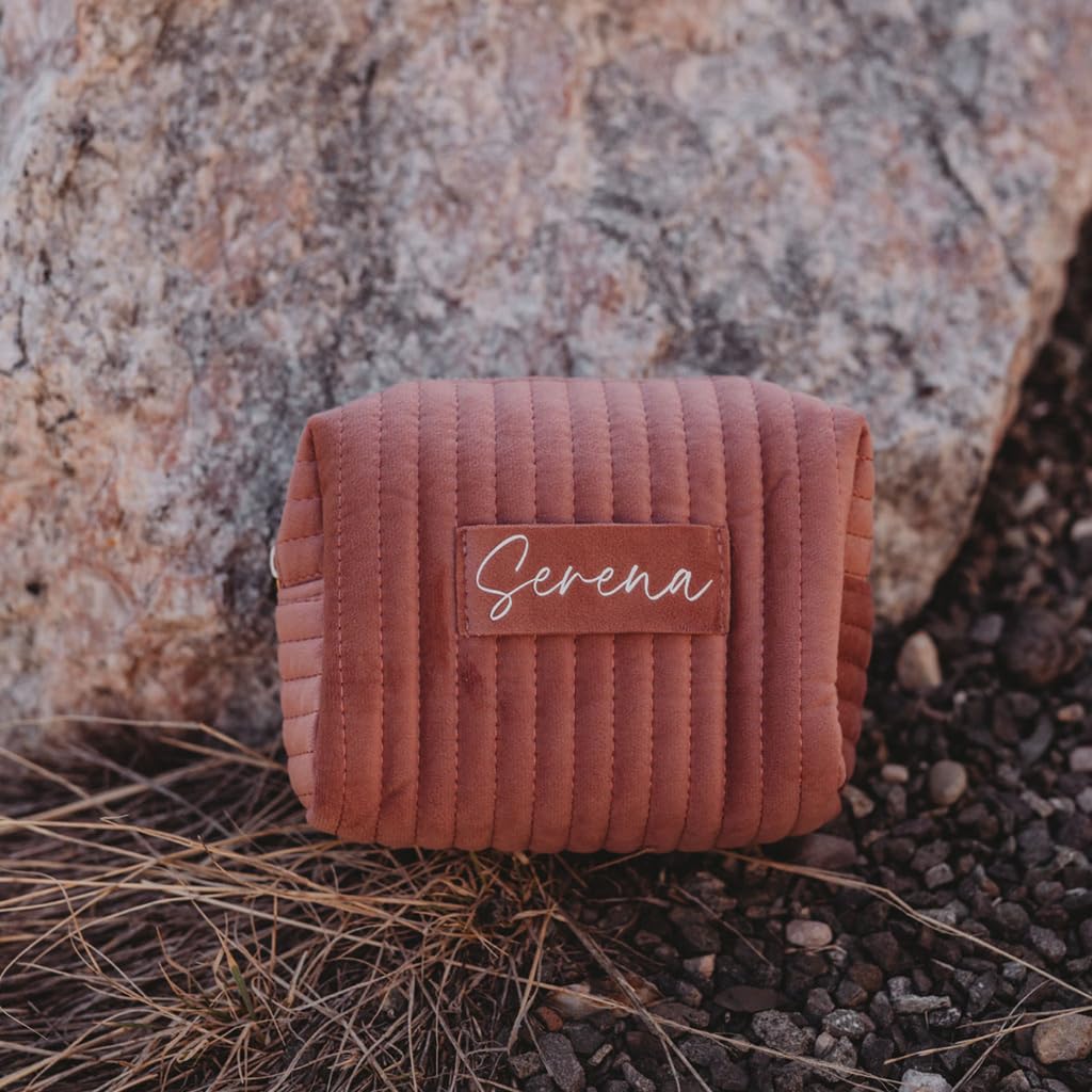 Custom Velvet Makeup Bag - Personalized Travel Cosmetic Organizer for Women | Purse & Toiletry Storage