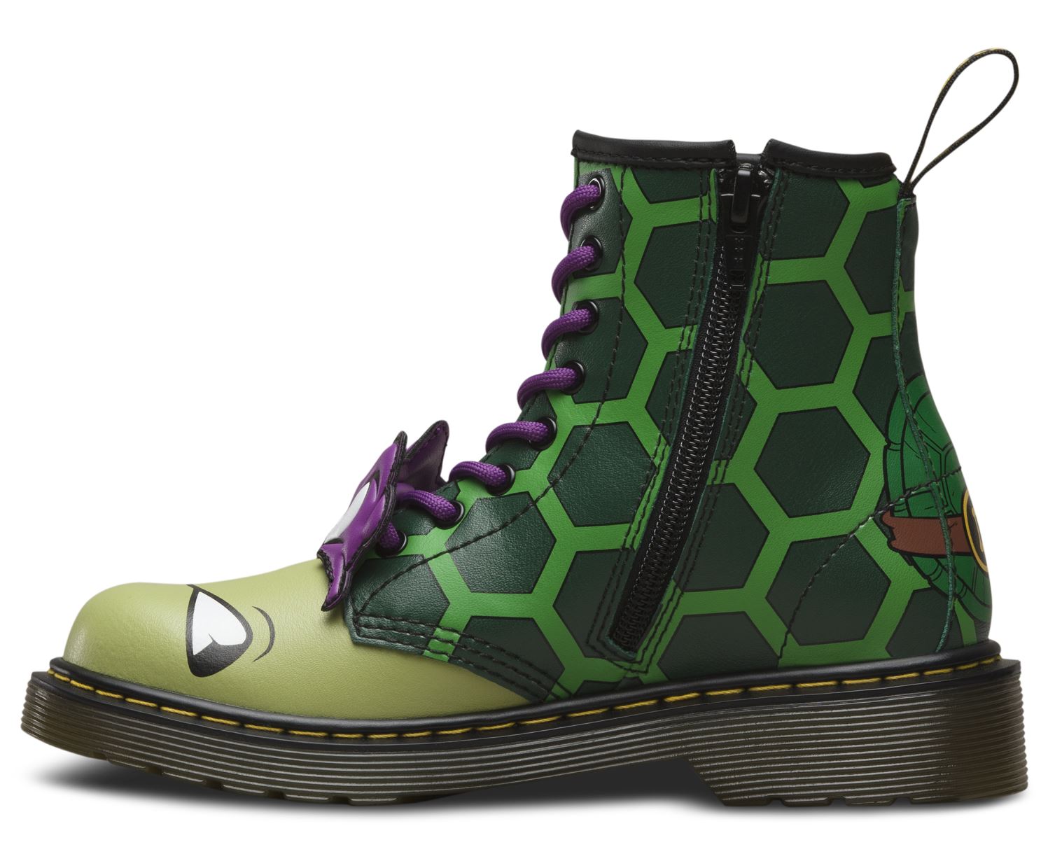 Dr. Martens 1460 Kids TMNT Donnie Green Leather Boots - Waterproof & Durable for Boys & Girls - Perfect for School, Play & Outdoor Adventures