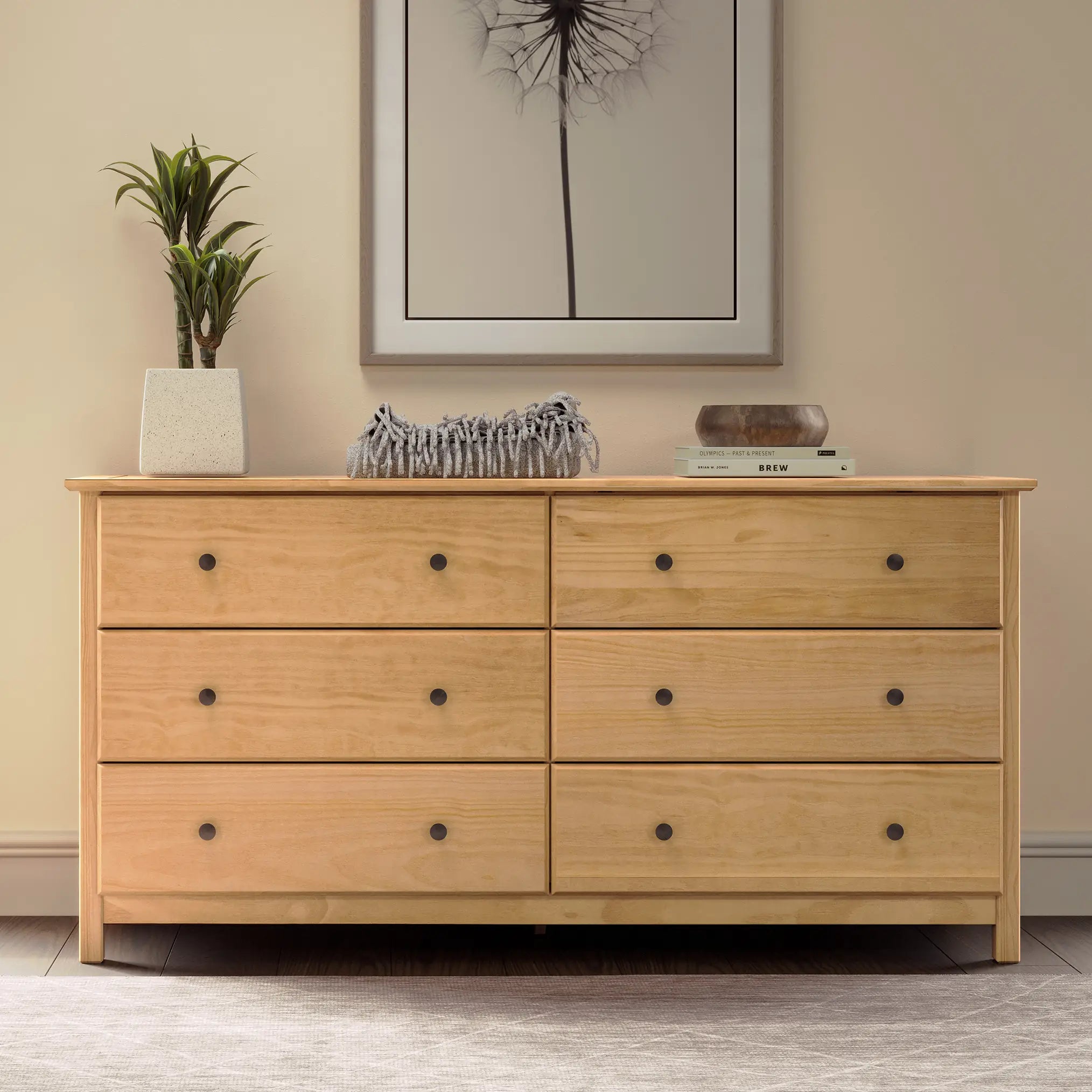 6 Drawer Shaker Dresser - Solid Wood Bedroom Furniture for Storage & Organization - Perfect for Bedrooms, Guest Rooms, and Dorm Rooms