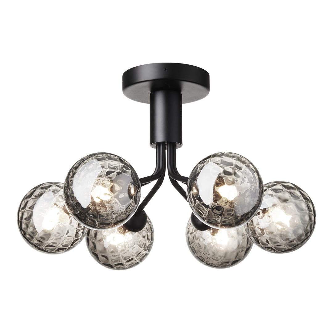 Apiales 6-Light Modern Ceiling Fixture - Brushed Nickel Finish, Dimmable LED Chandelier for Dining Room, Bedroom, or Living Room Lighting