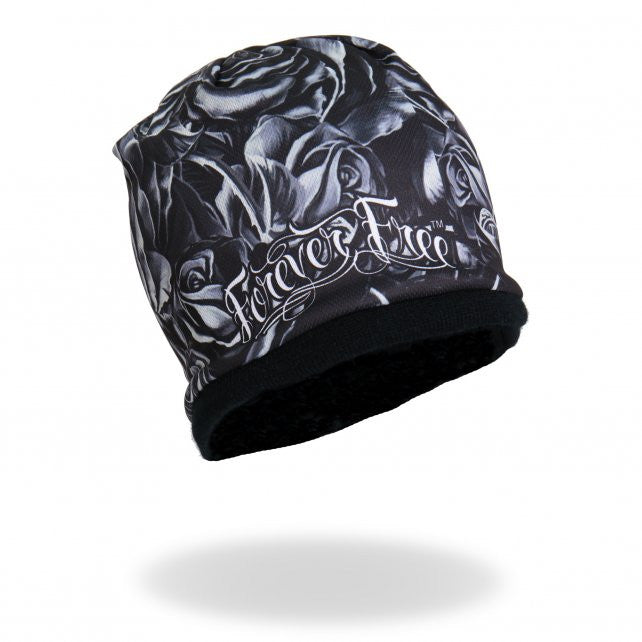 Hot Leathers Sublimated Black Roses Forever Free Beanie - 3D Printed Art Design for Winter Fashion & Outdoor Activities