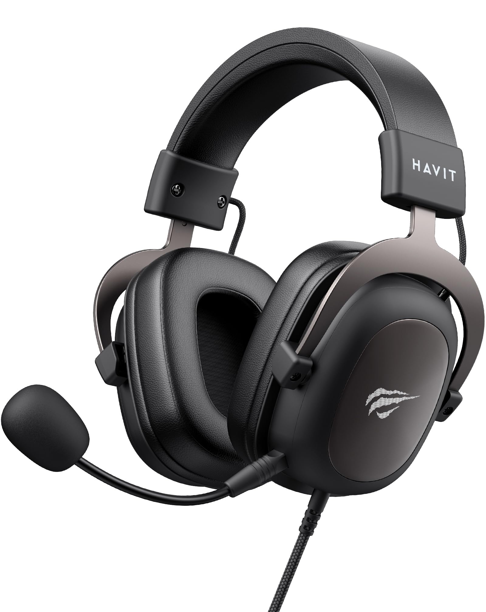 Havit H2002D Gaming Headset with 50MM Drivers & Mic - Noise Cancelling Over-Ear Headphones for PS5, PS4, PC - Durable Aluminum Frame - Perfect Valentine's Gift for Gamers & Men (Great for FPS, Racing & Online Gaming)