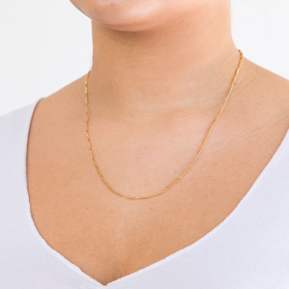 9ct Yellow Gold 3:1 Figaro Chain Necklace - 50cm Length, 50 Gauge - Elegant Jewelry for Women, Perfect for Everyday Wear, Gifts & Special Occasions