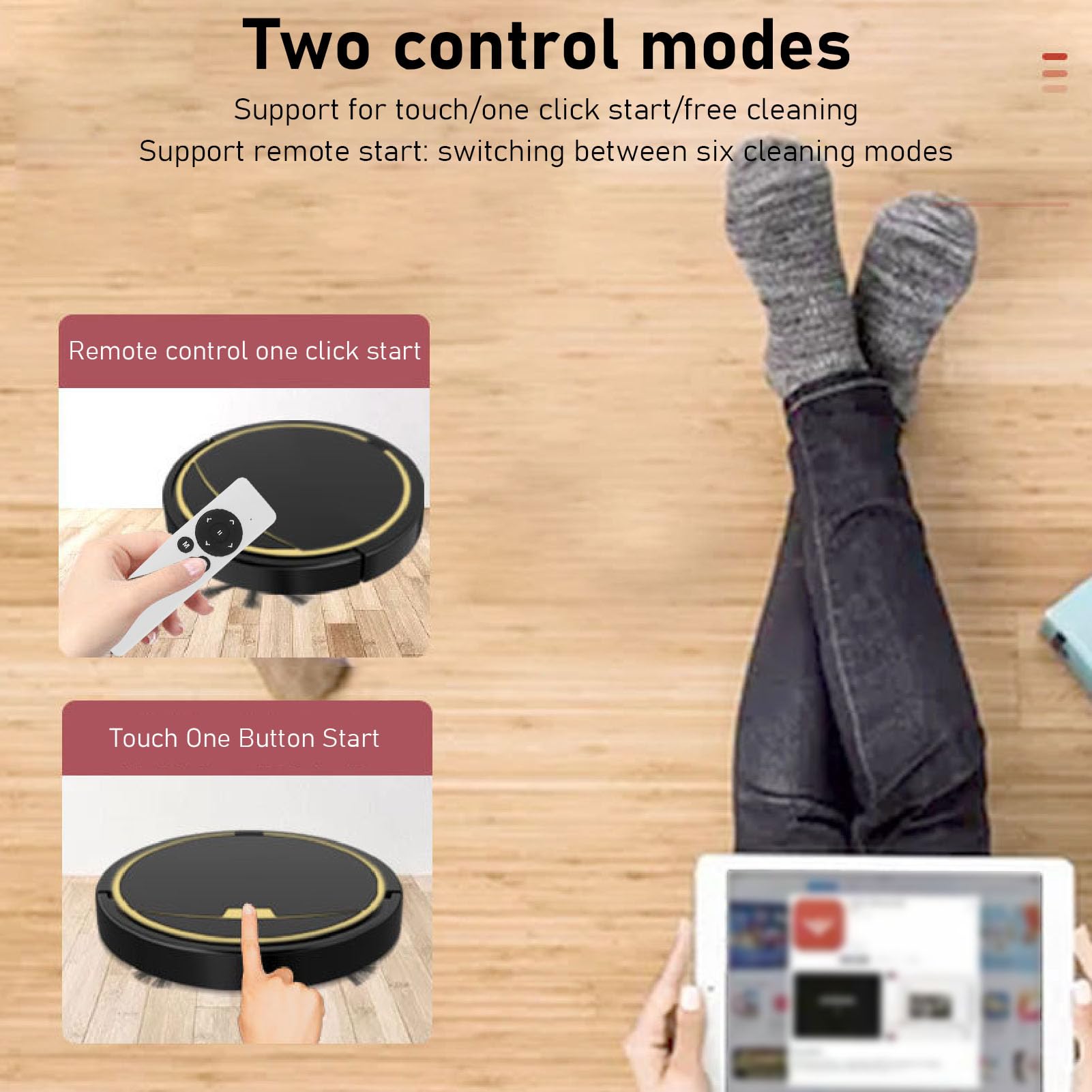 Smart Robot Vacuum Cleaner for Pet Hair, Low Carpet & Hard Floors - Multi-Surface Cleaning with 32x35cm Water Tank (Black) - Perfect for Home, Office & Pet Owners